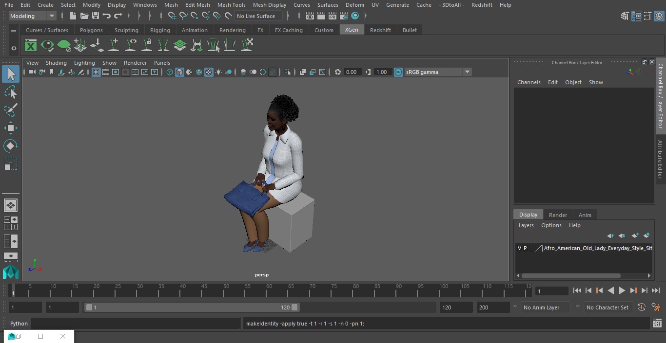 3D model Afro American Old Lady Everyday Style Sitting