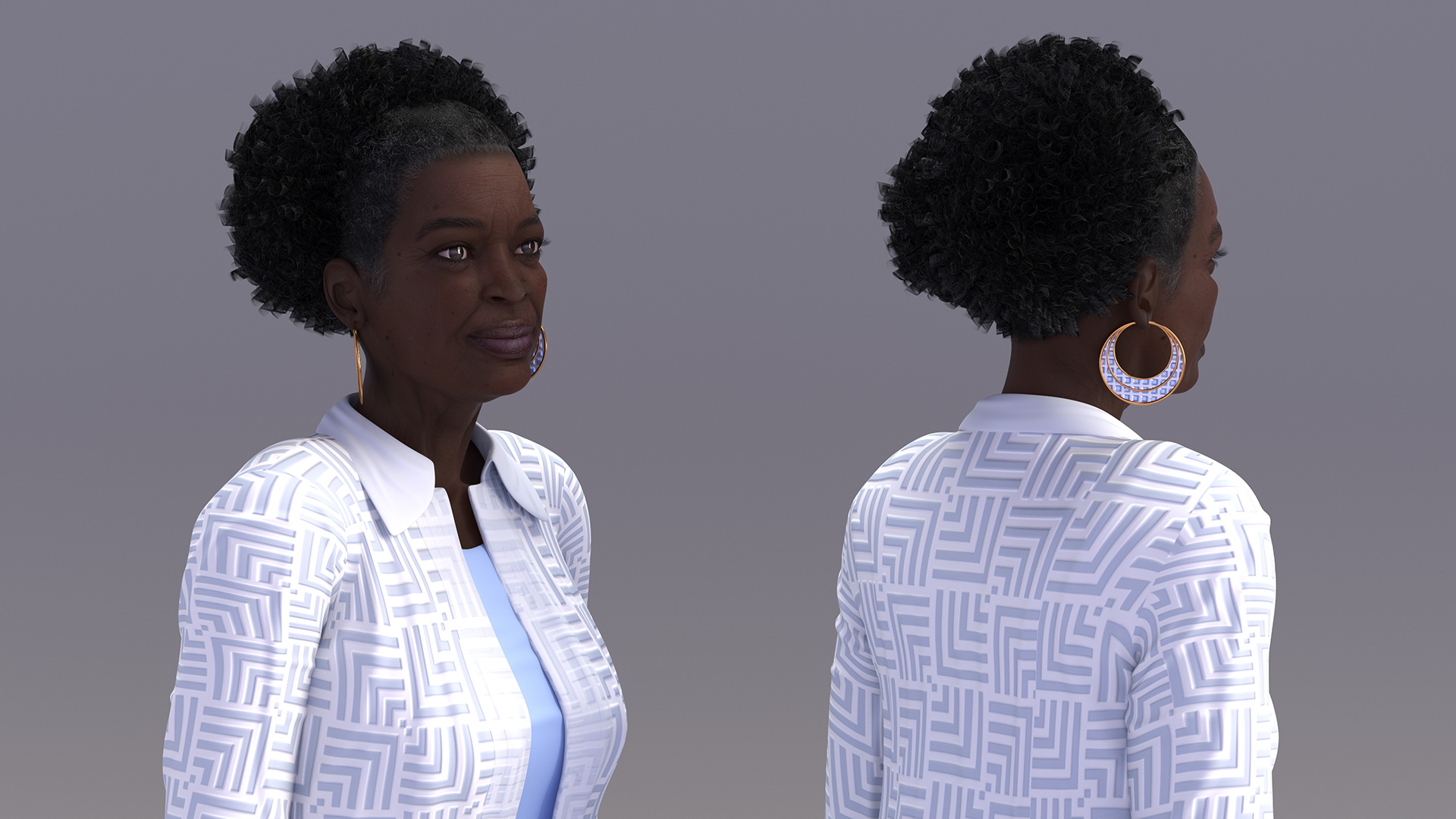 3D model Afro American Old Lady Everyday Style Sitting