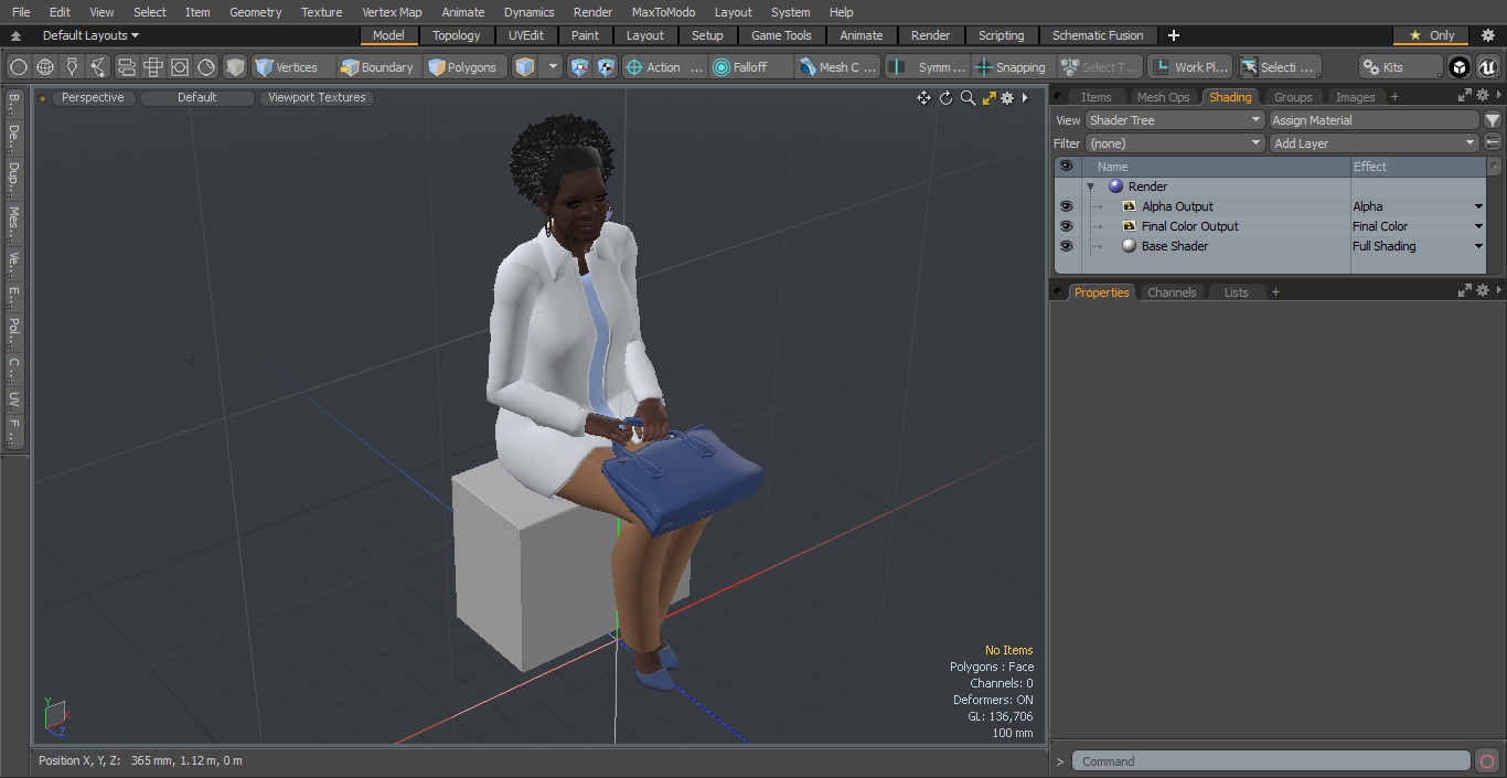 3D model Afro American Old Lady Everyday Style Sitting