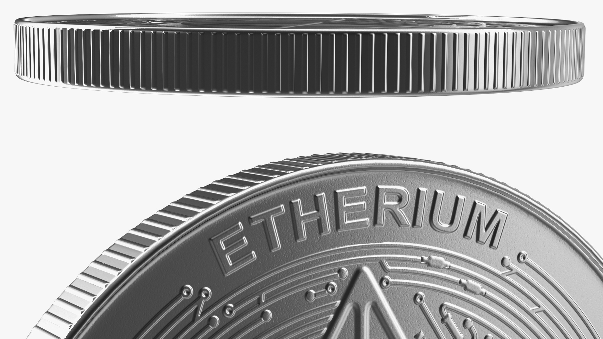 Ethereum ETH Silver Coin 3D model