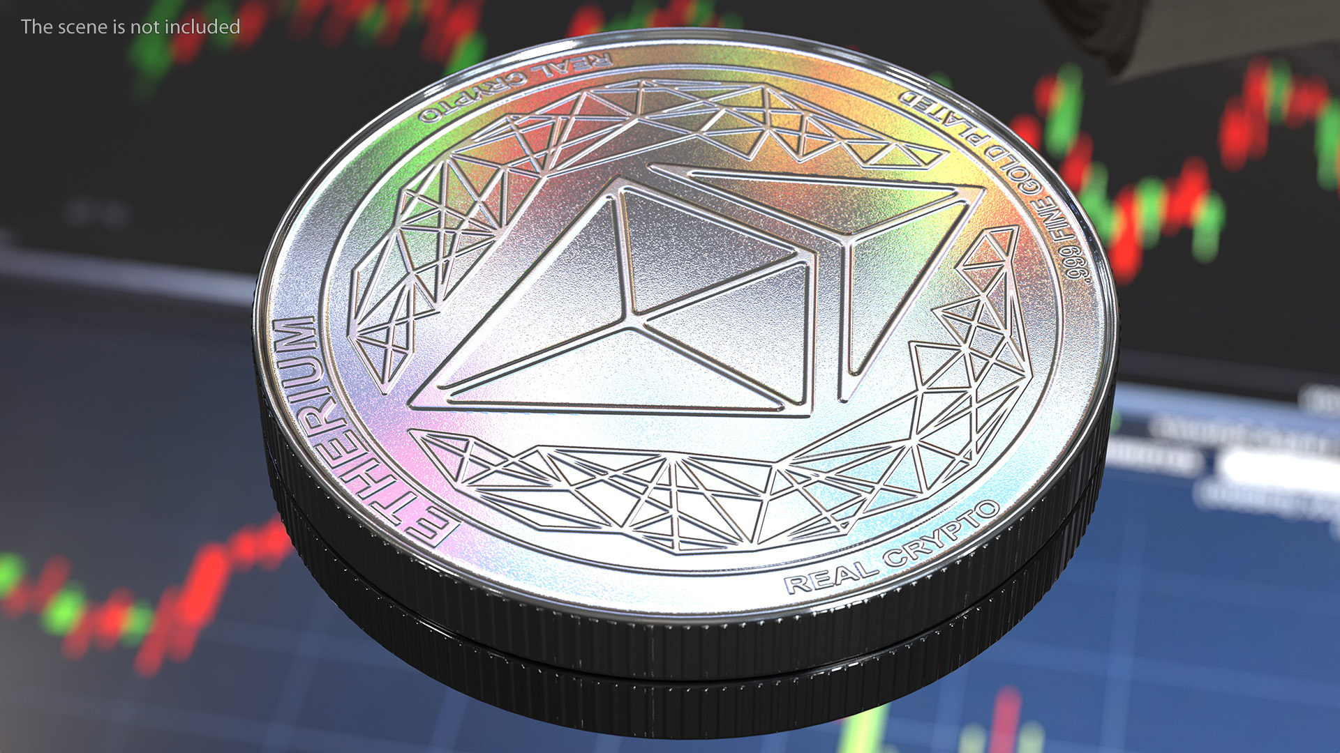 Ethereum ETH Silver Coin 3D model