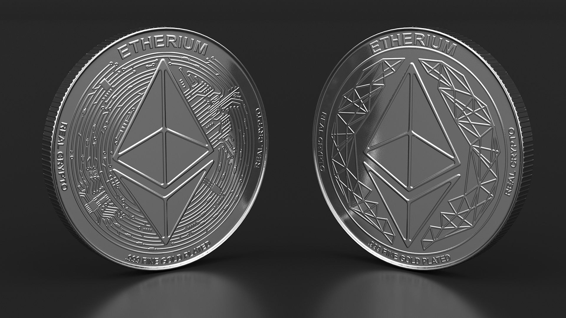 Ethereum ETH Silver Coin 3D model