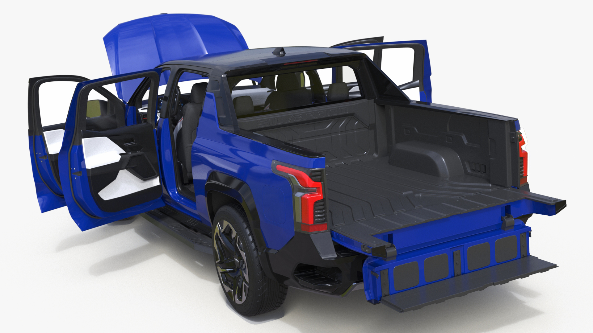 3D model Chevrolet Silverado EV Blue with Blink Car Fast Charger