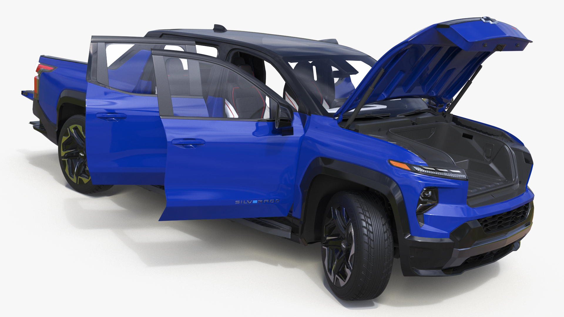 3D model Chevrolet Silverado EV Blue with Blink Car Fast Charger