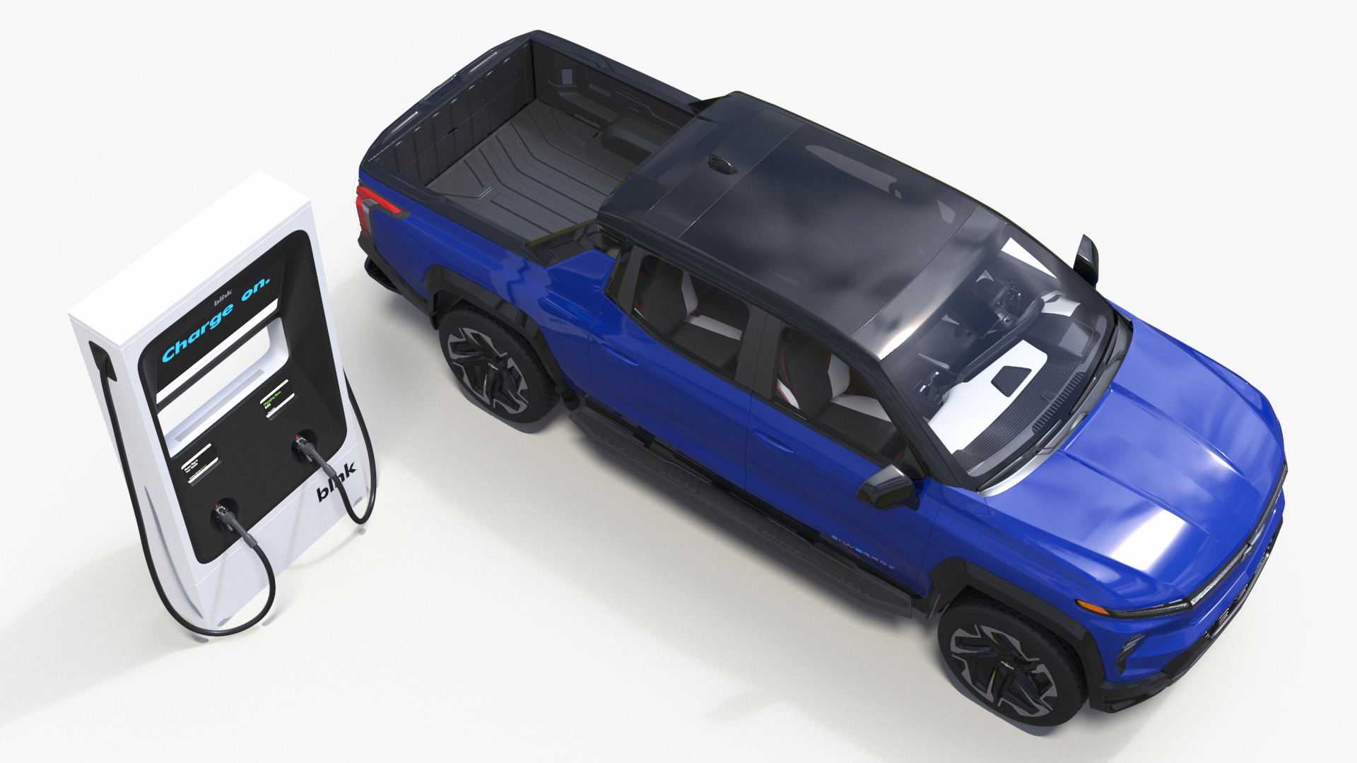 3D model Chevrolet Silverado EV Blue with Blink Car Fast Charger