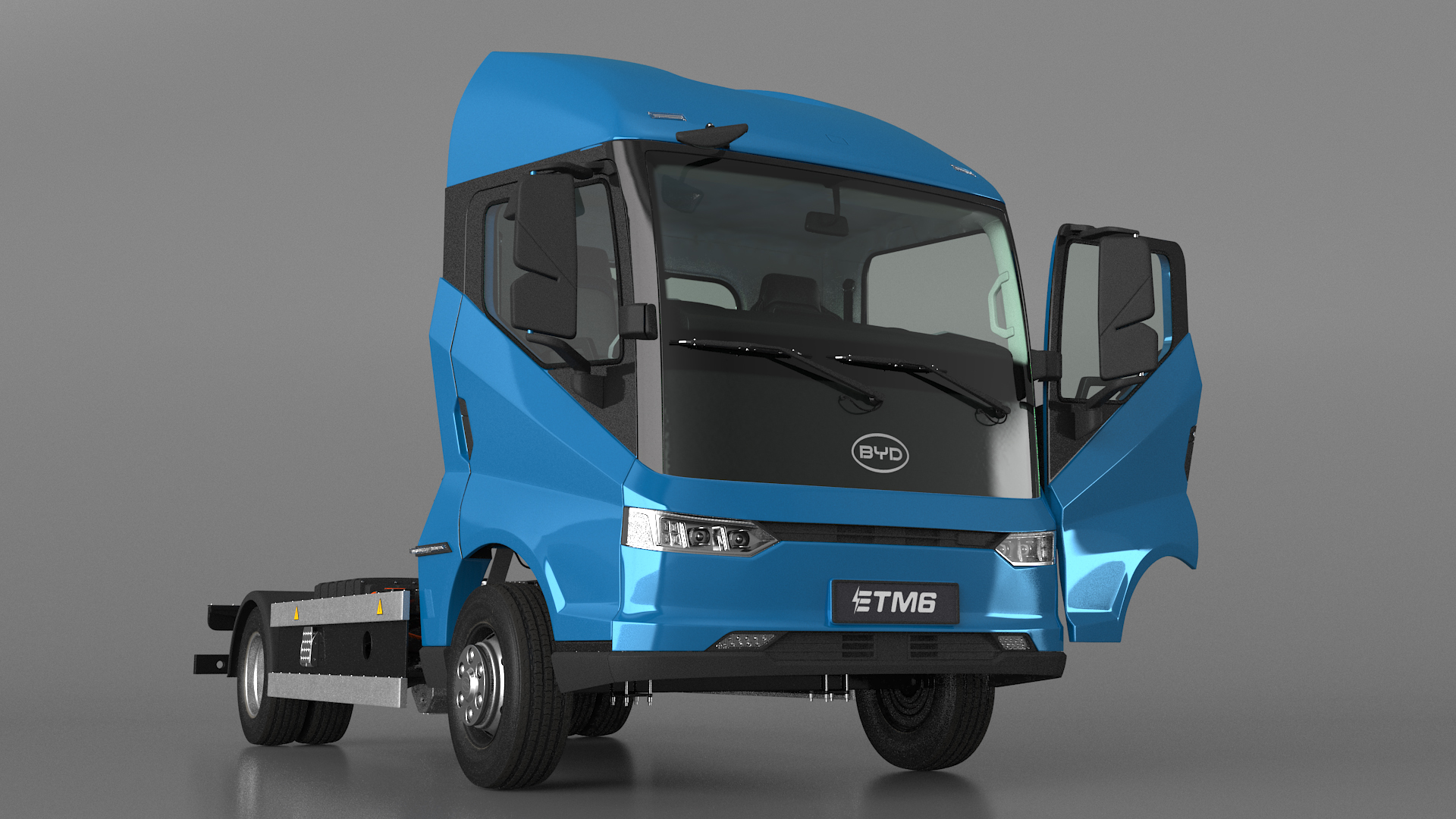 Truck BYD ETM6 Chassis Blue Rigged 3D model