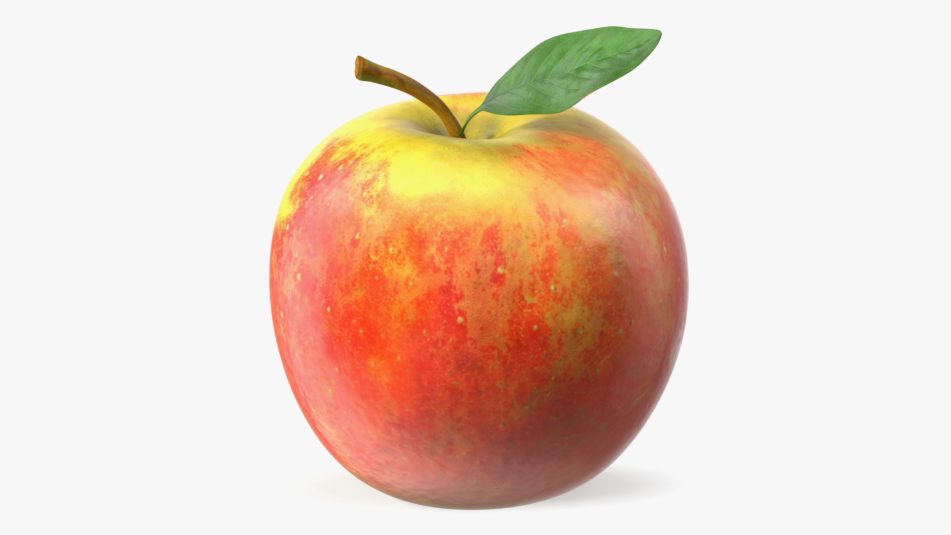 3D model Realistic Apple with Leaf