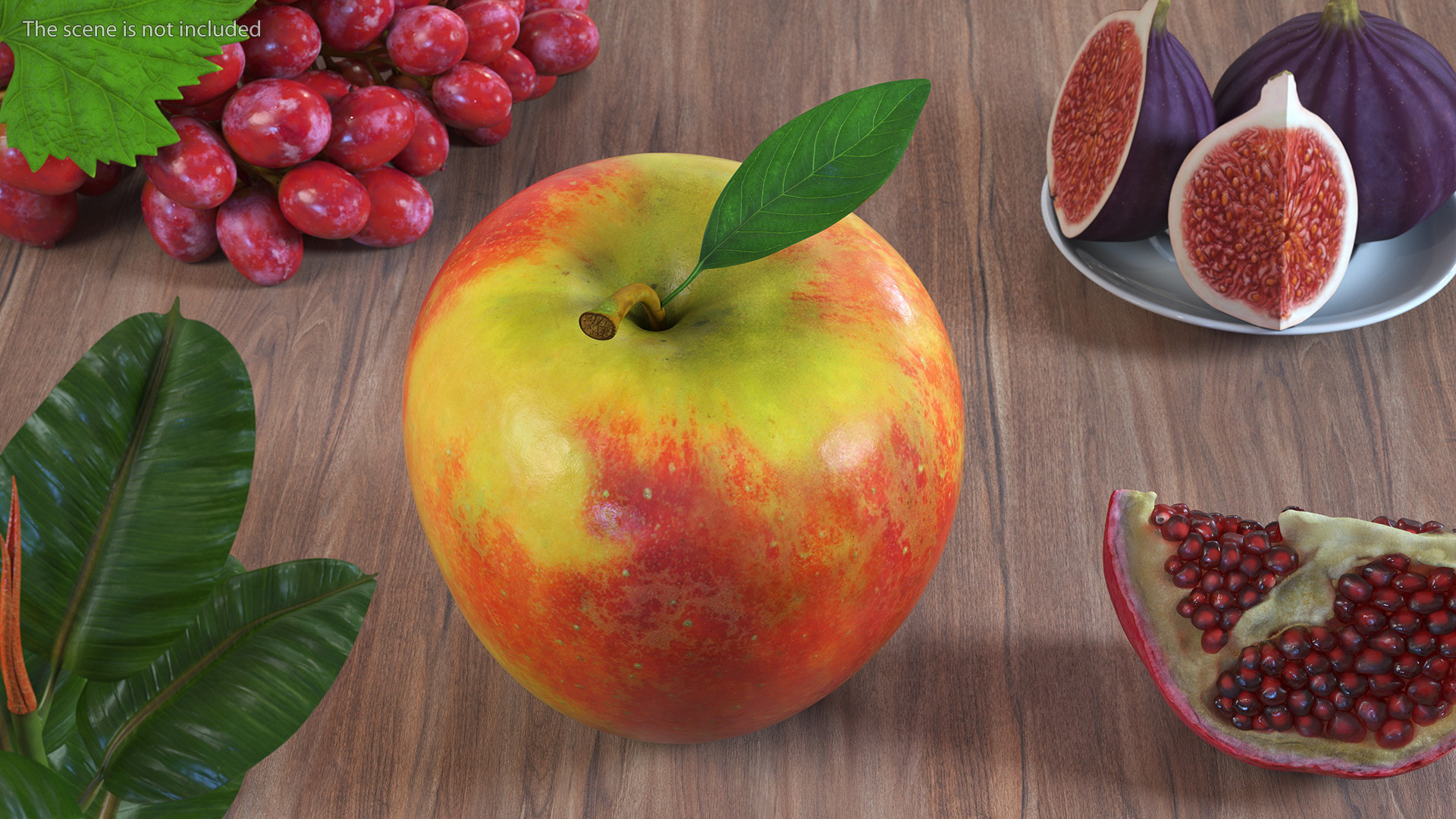 3D model Realistic Apple with Leaf