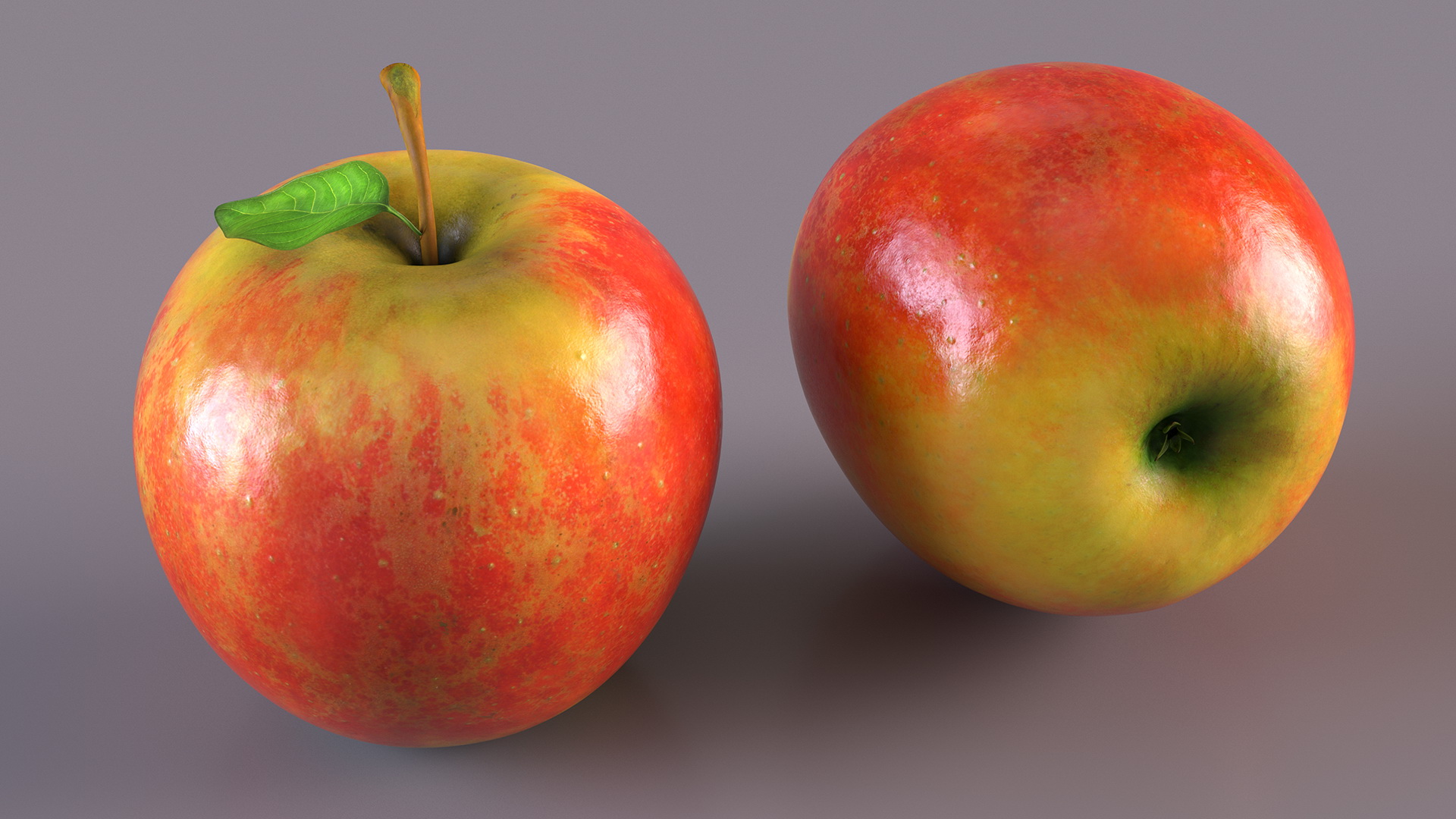 3D model Realistic Apple with Leaf