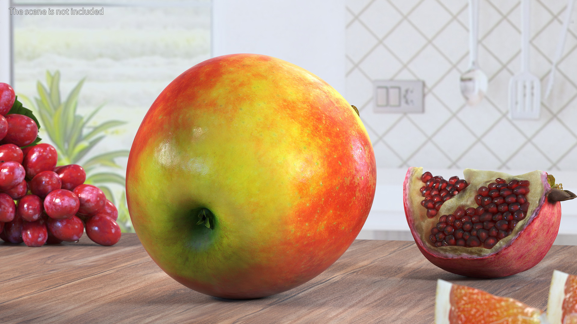 3D model Realistic Apple with Leaf