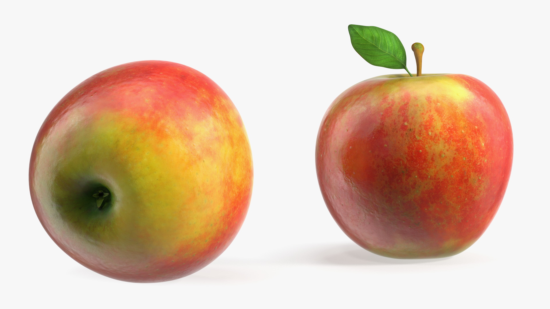 3D model Realistic Apple with Leaf