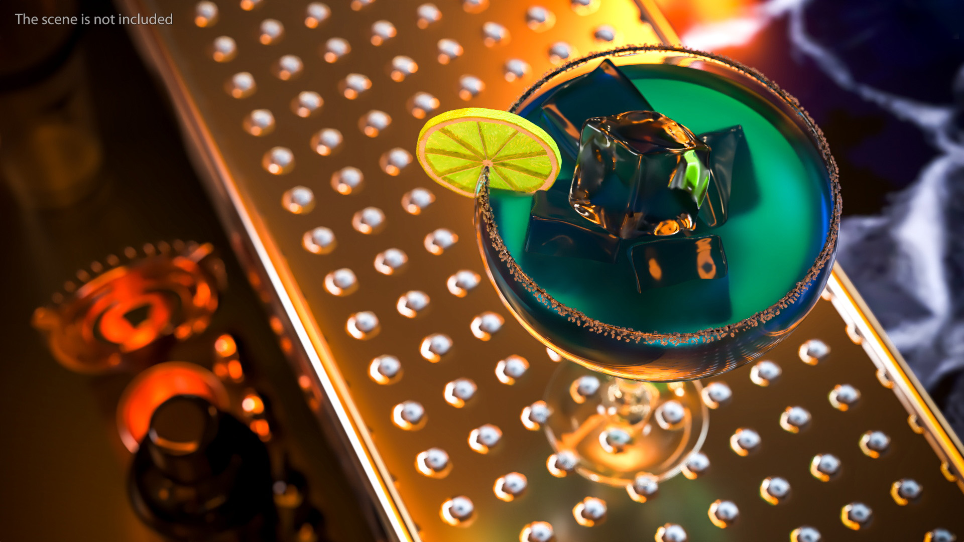 3D Blue Margarita Cocktail model