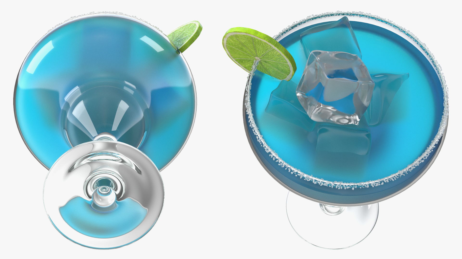 3D Blue Margarita Cocktail model