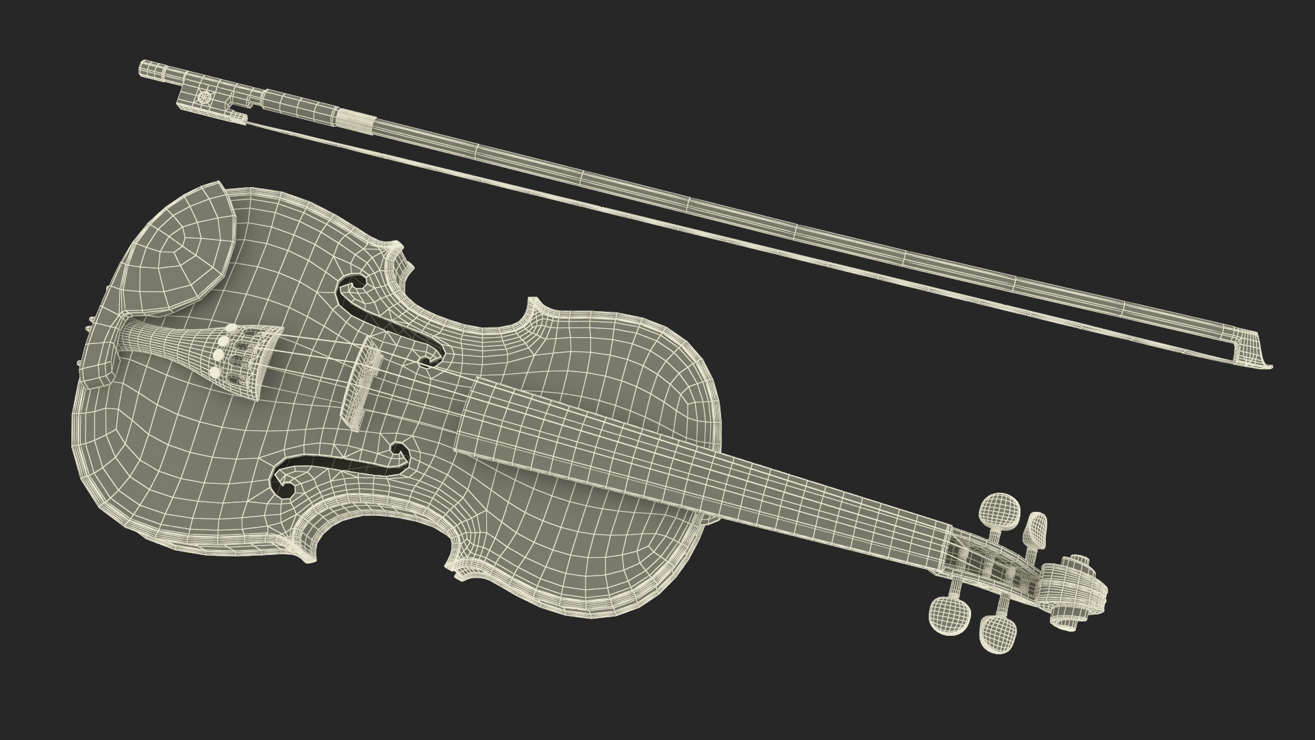 Classic Violin and Bow 3D