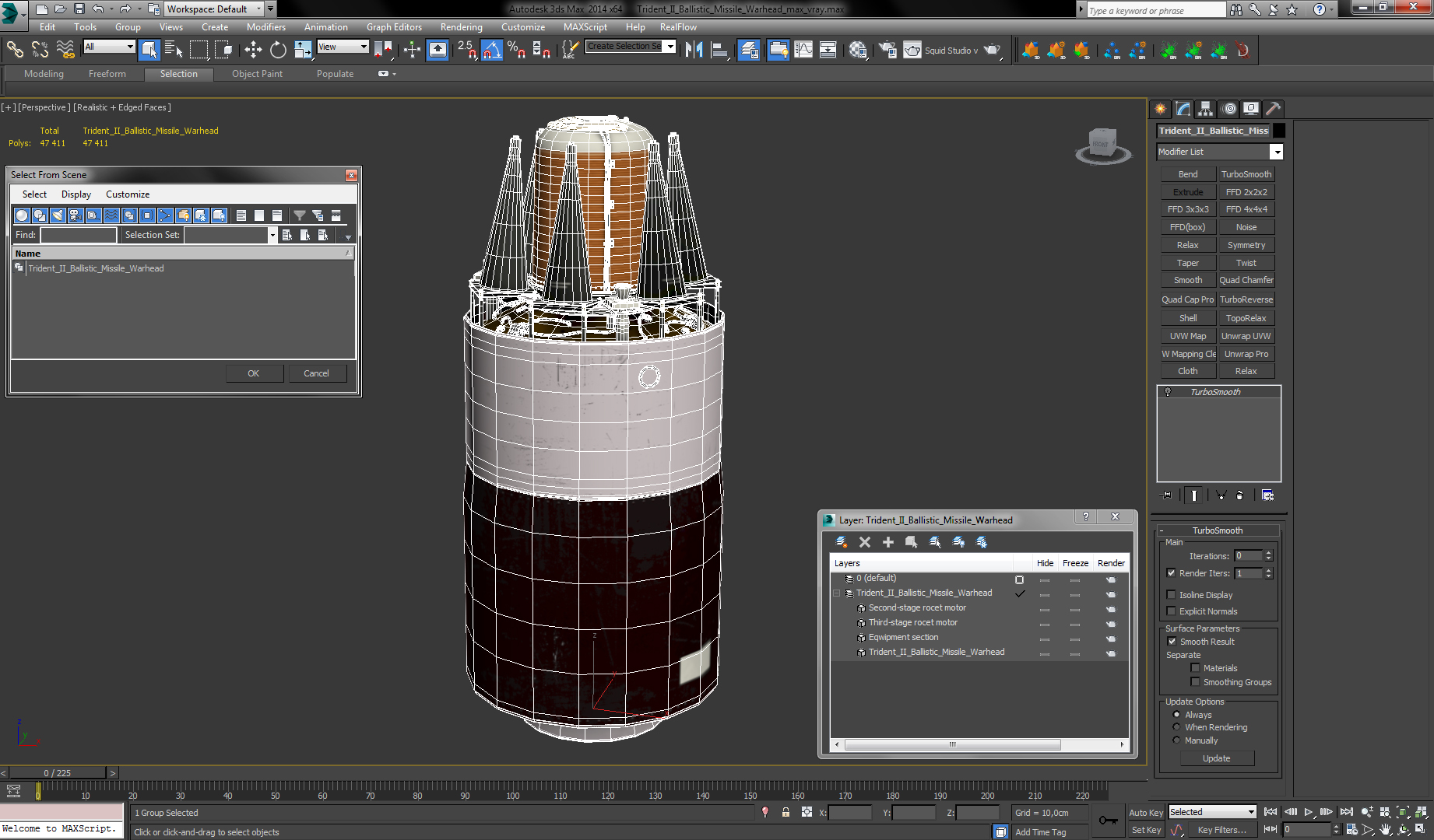 3D Trident II Ballistic Missile Warhead