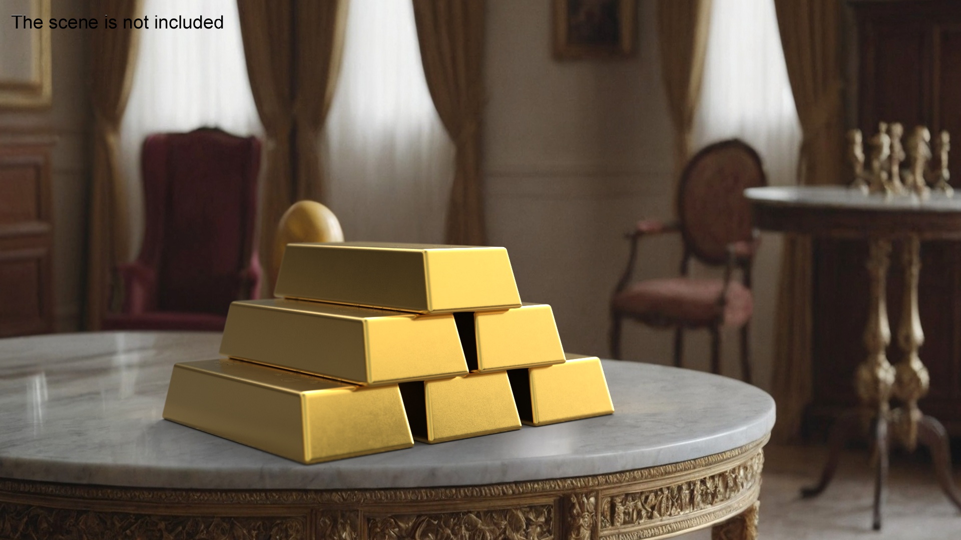 3D Gold Bullion Bars Stack model