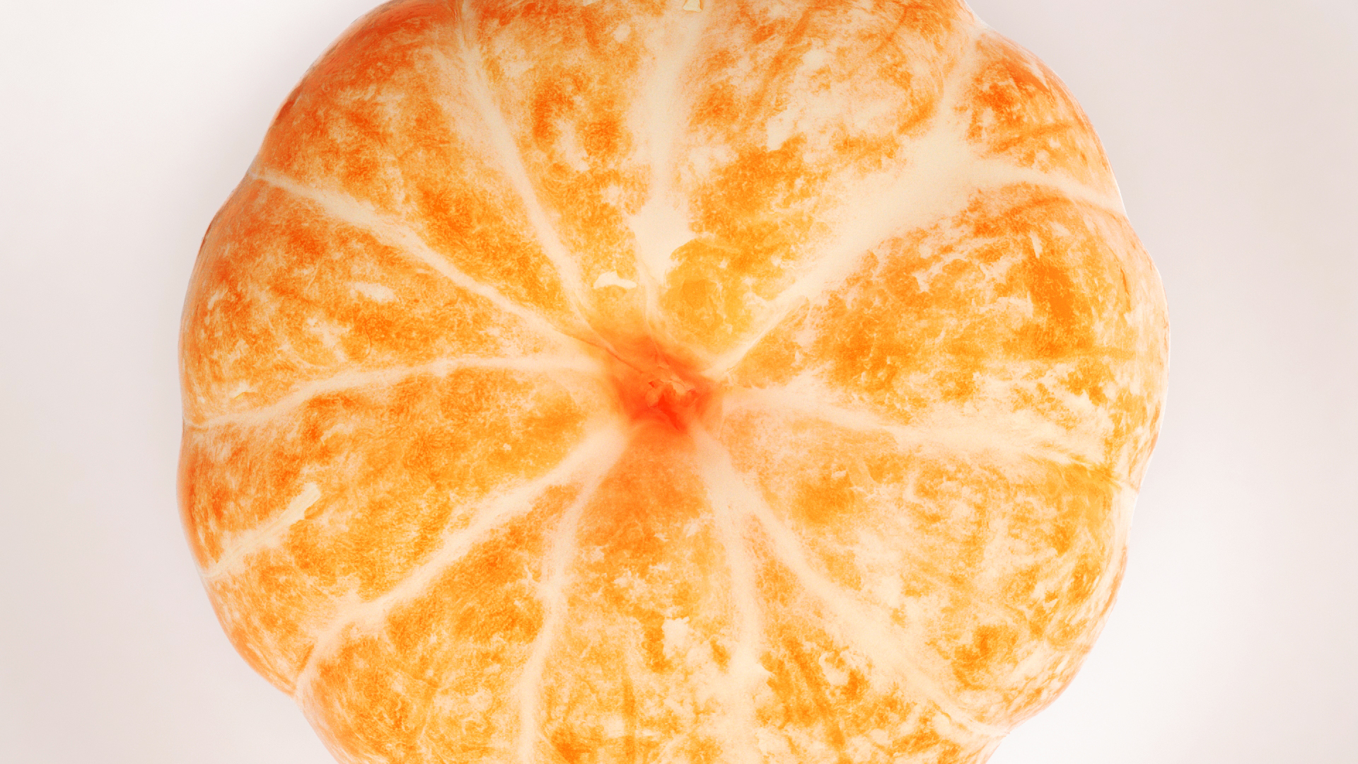 Peeled Tangerine Fruit on White Plate 3D