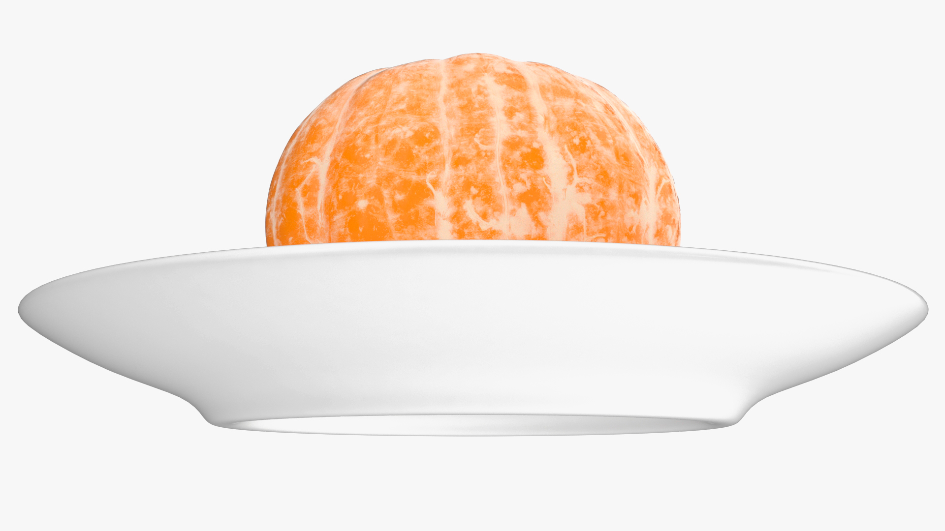 Peeled Tangerine Fruit on White Plate 3D