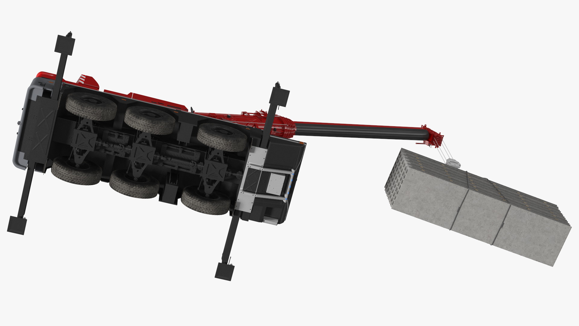 3D Mobile Crane With Concrete Slab Rigged model