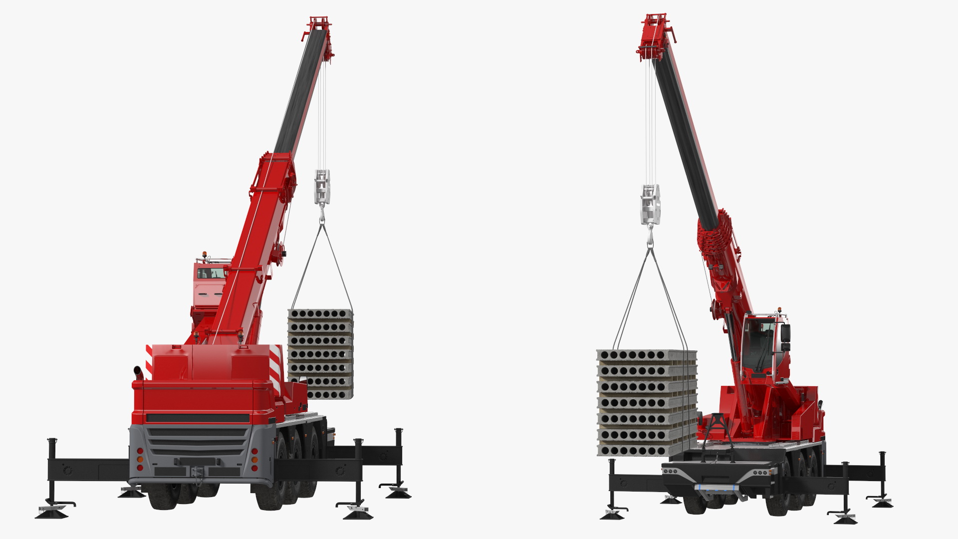 3D Mobile Crane With Concrete Slab Rigged model