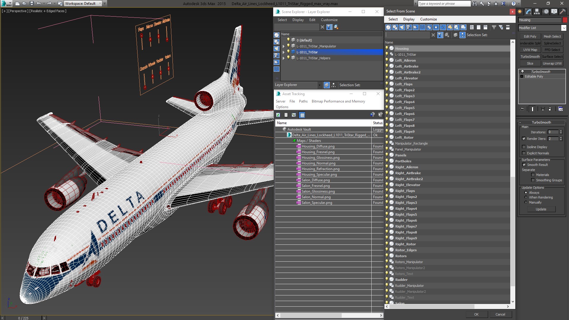 3D model Delta Air Lines Lockheed L1011 TriStar Rigged