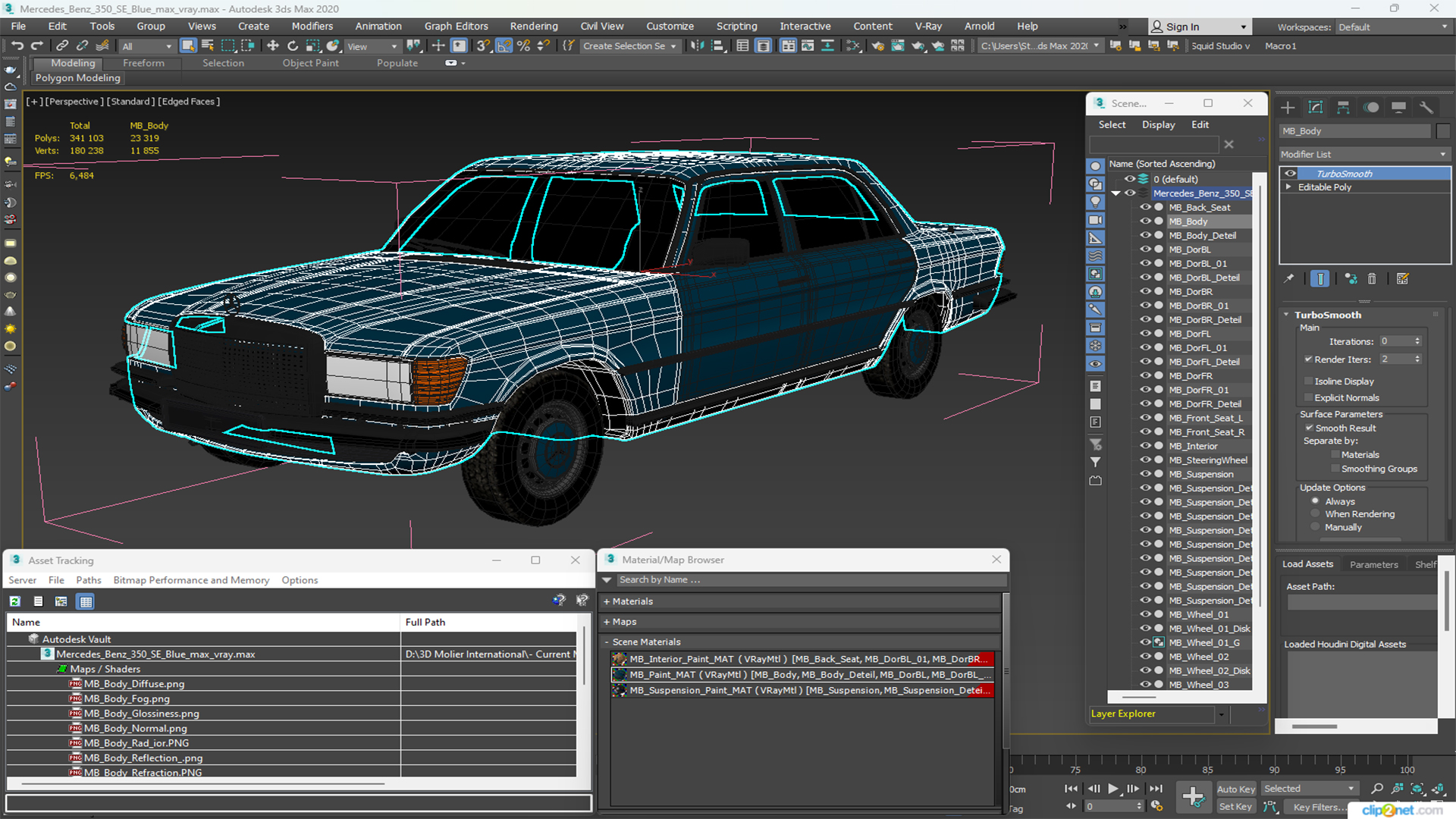 3D model Mercedes Benz 350 SE Blue