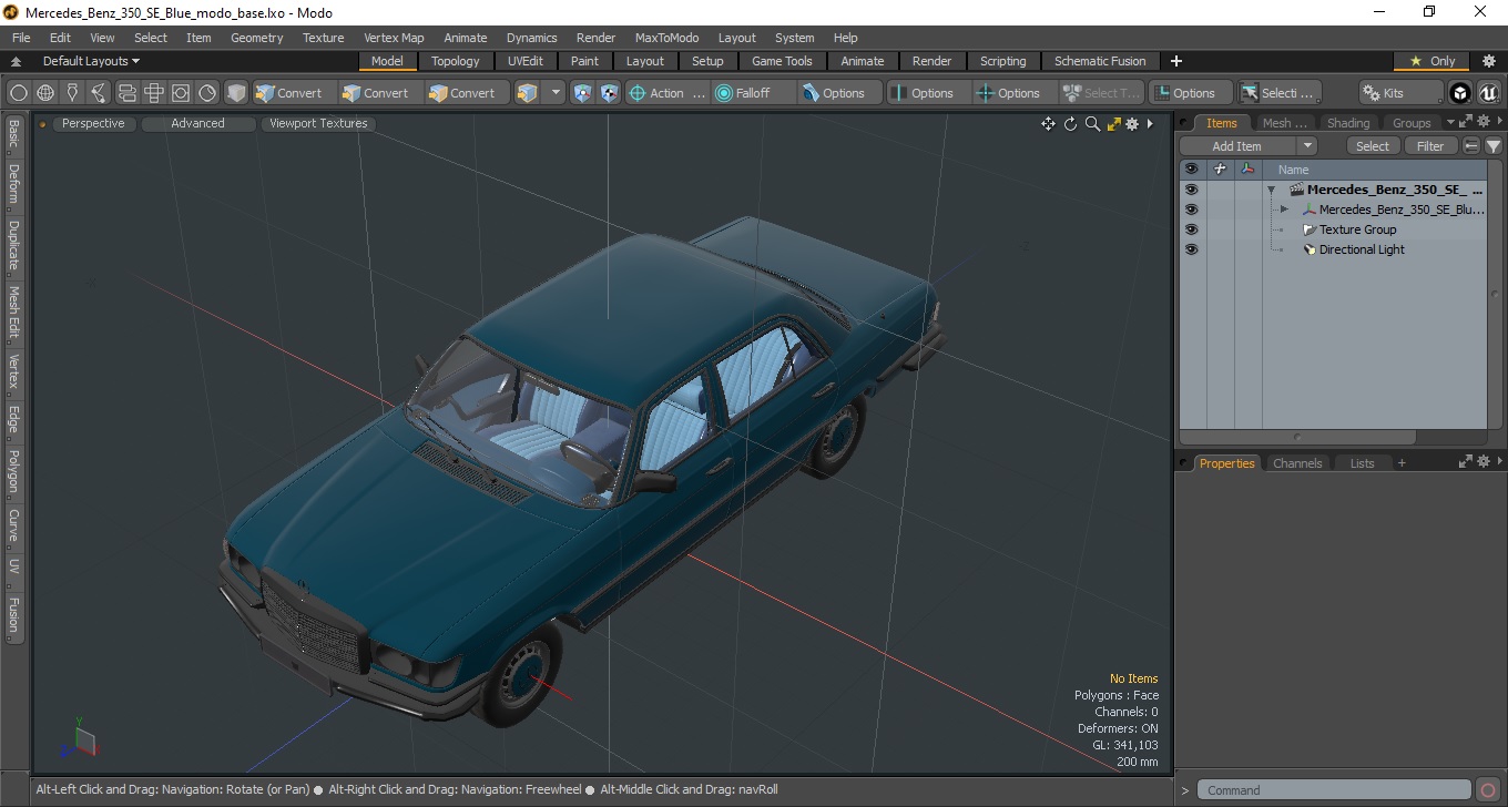 3D model Mercedes Benz 350 SE Blue