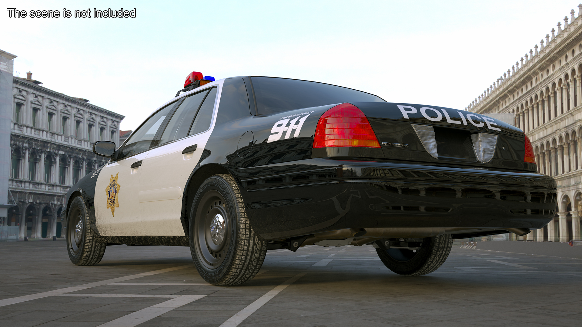 3D model Police Interceptor Sedan Ford Crown Victoria Rigged for Cinema 4D