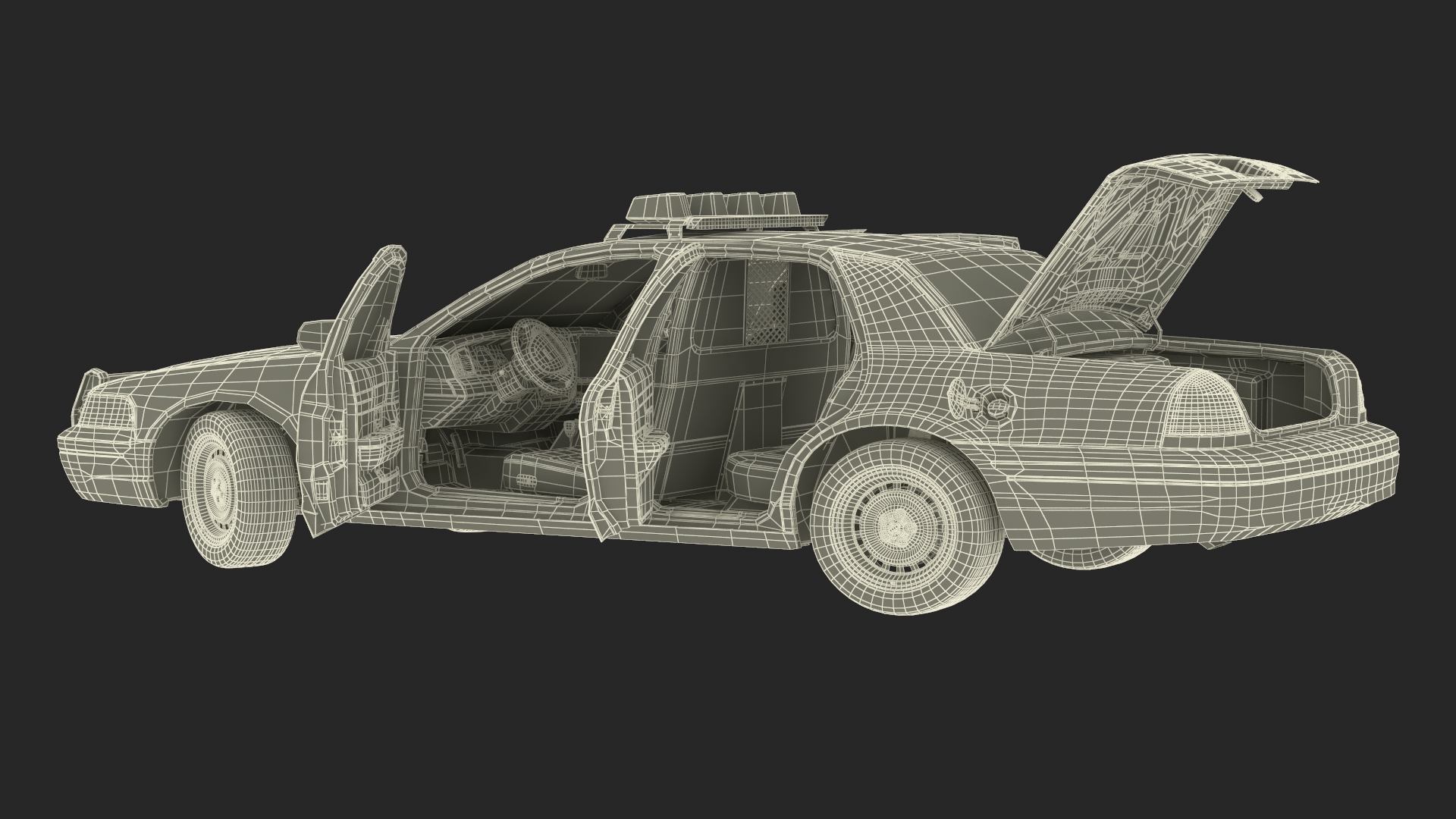 3D model Police Interceptor Sedan Ford Crown Victoria Rigged for Cinema 4D