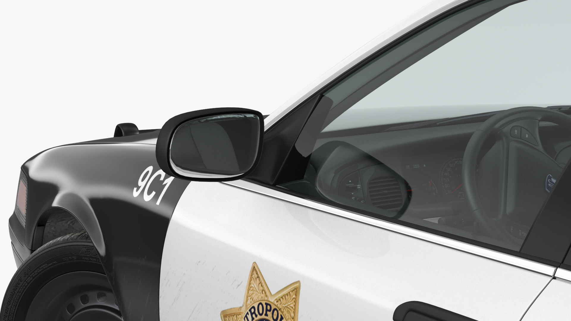 3D model Police Interceptor Sedan Ford Crown Victoria Rigged for Cinema 4D