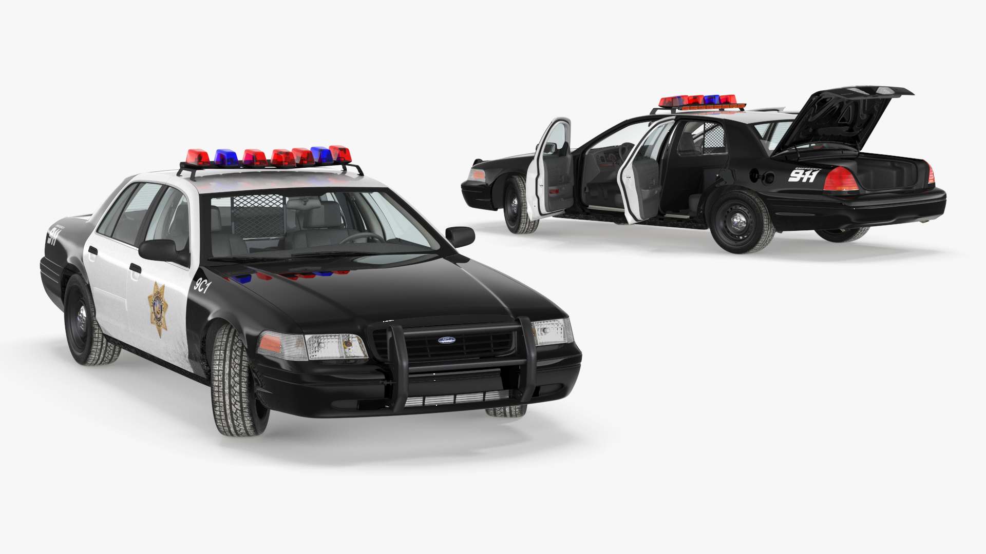 3D model Police Interceptor Sedan Ford Crown Victoria Rigged for Cinema 4D