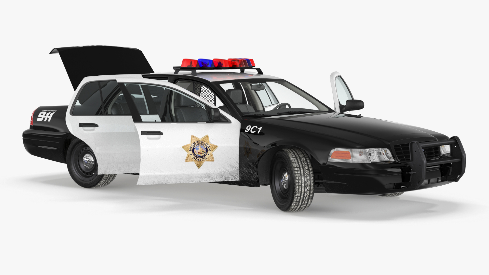 3D model Police Interceptor Sedan Ford Crown Victoria Rigged for Cinema 4D