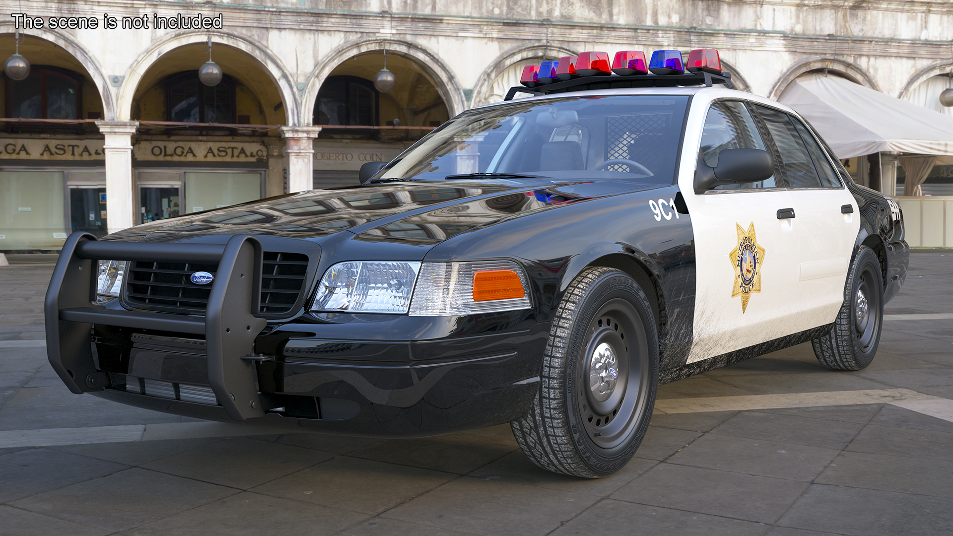 3D model Police Interceptor Sedan Ford Crown Victoria Rigged for Cinema 4D