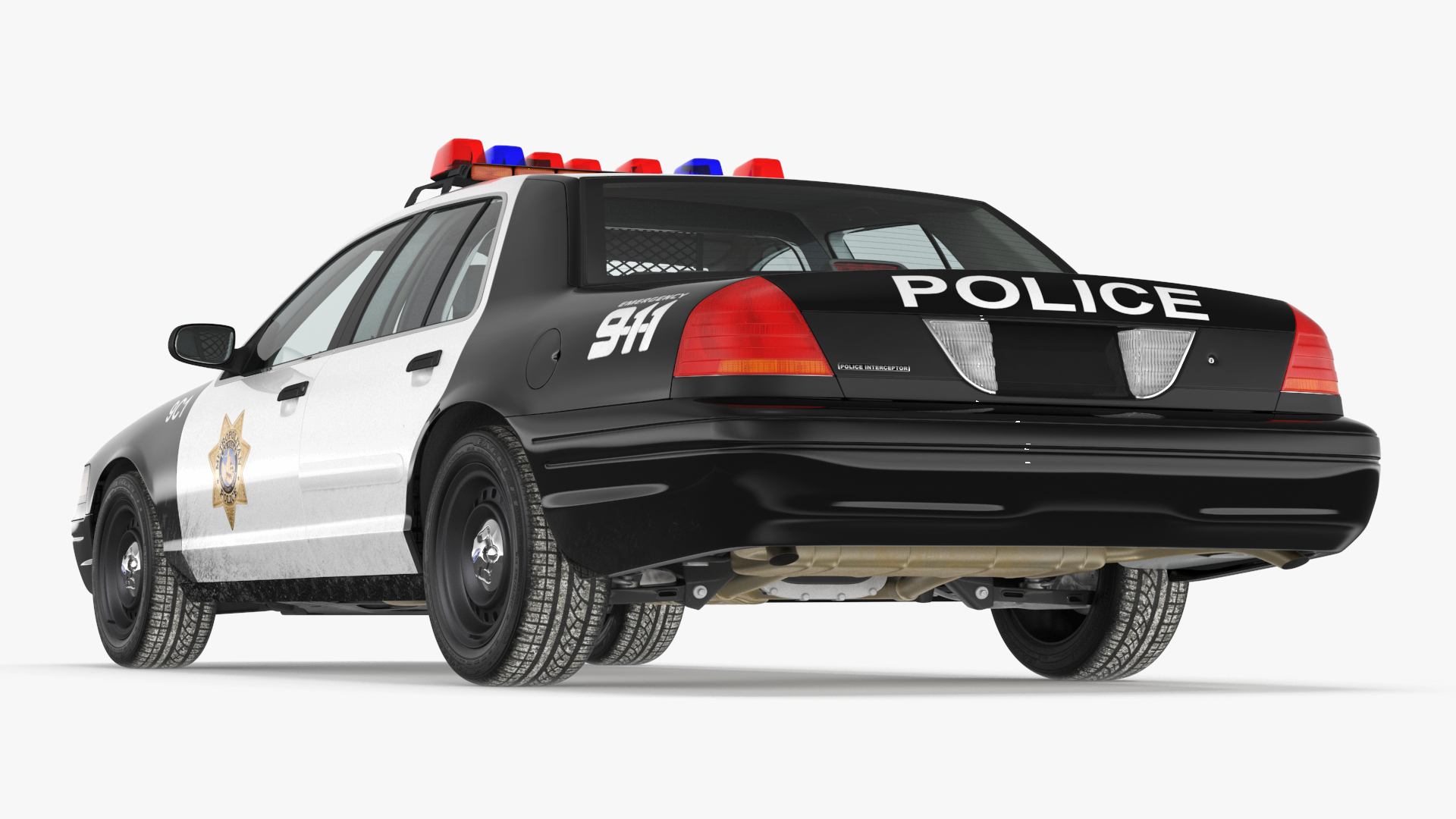 3D model Police Interceptor Sedan Ford Crown Victoria Rigged for Cinema 4D