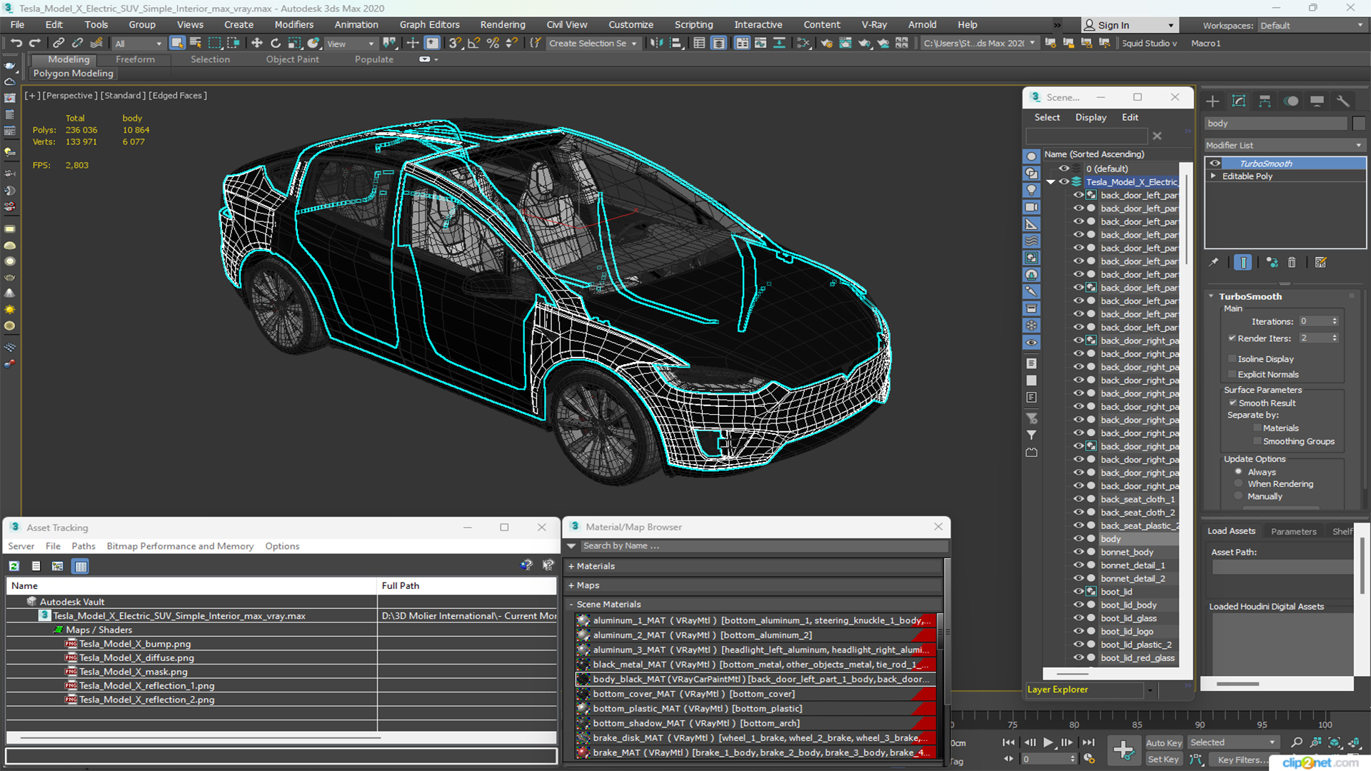 Tesla Model X Electric SUV Simple Interior 3D