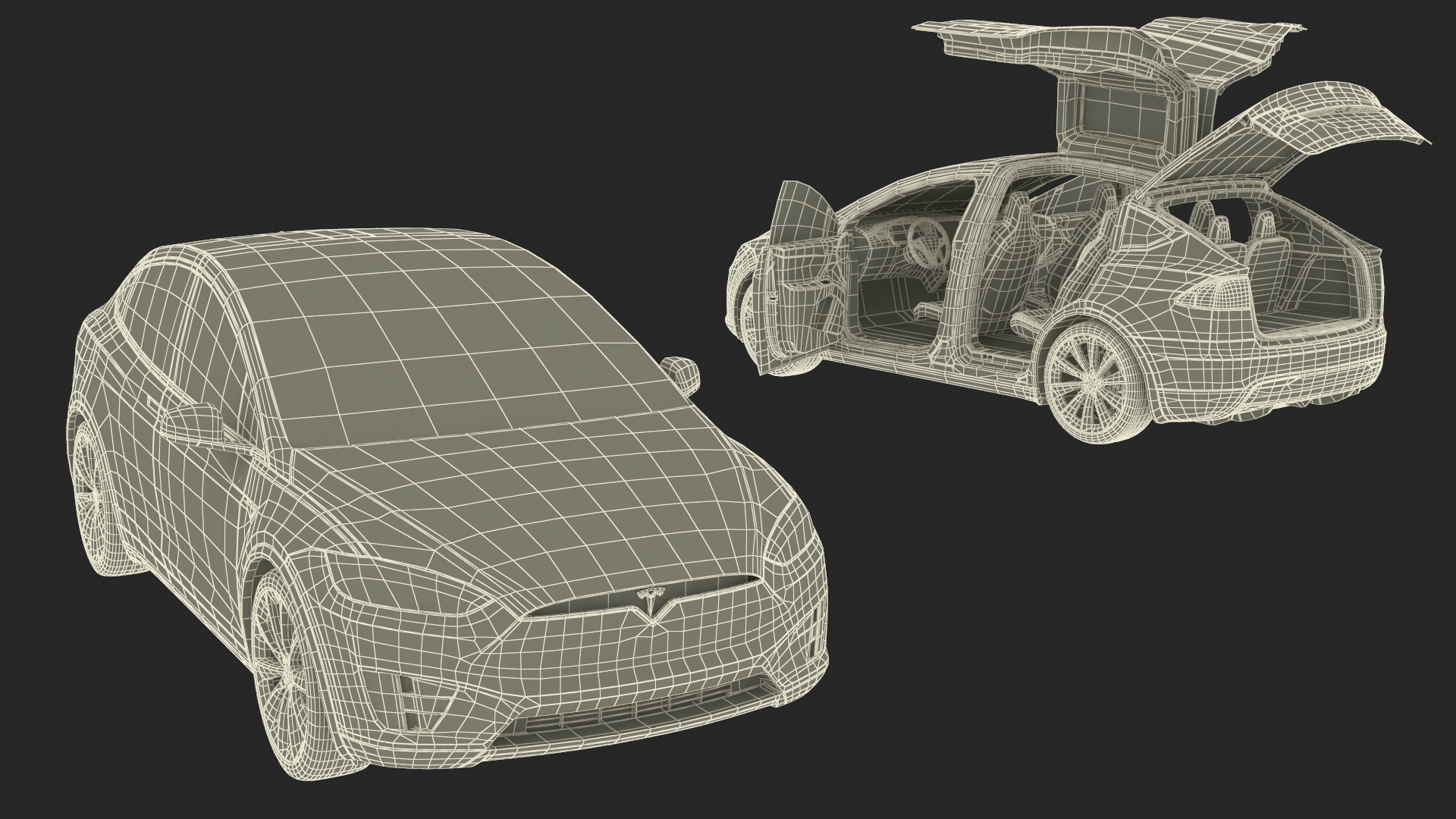 Tesla Model X Electric SUV Simple Interior 3D