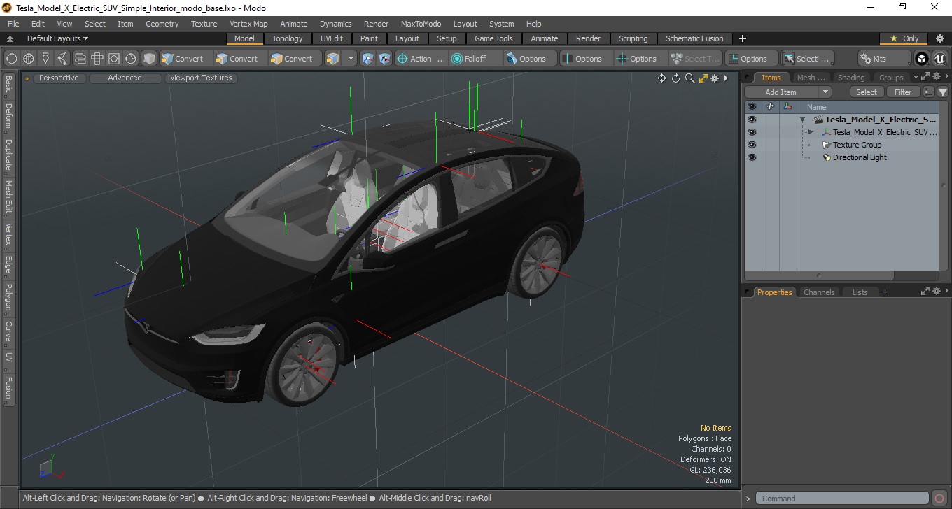 Tesla Model X Electric SUV Simple Interior 3D