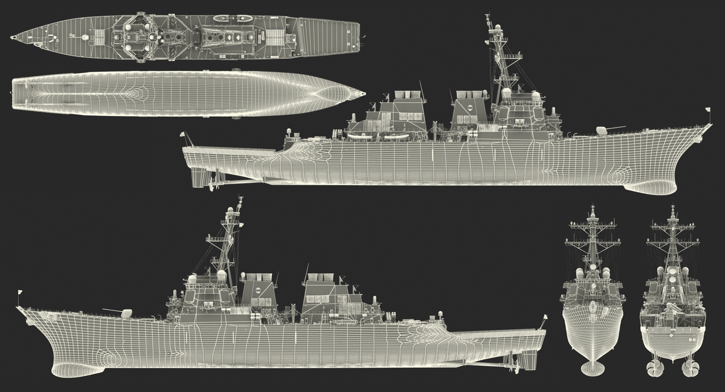 3D Arleigh Burke Destroyer OKane DDG 77 Rigged model