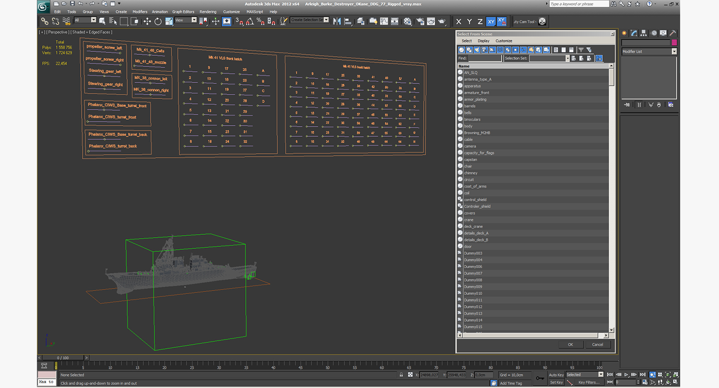 3D Arleigh Burke Destroyer OKane DDG 77 Rigged model