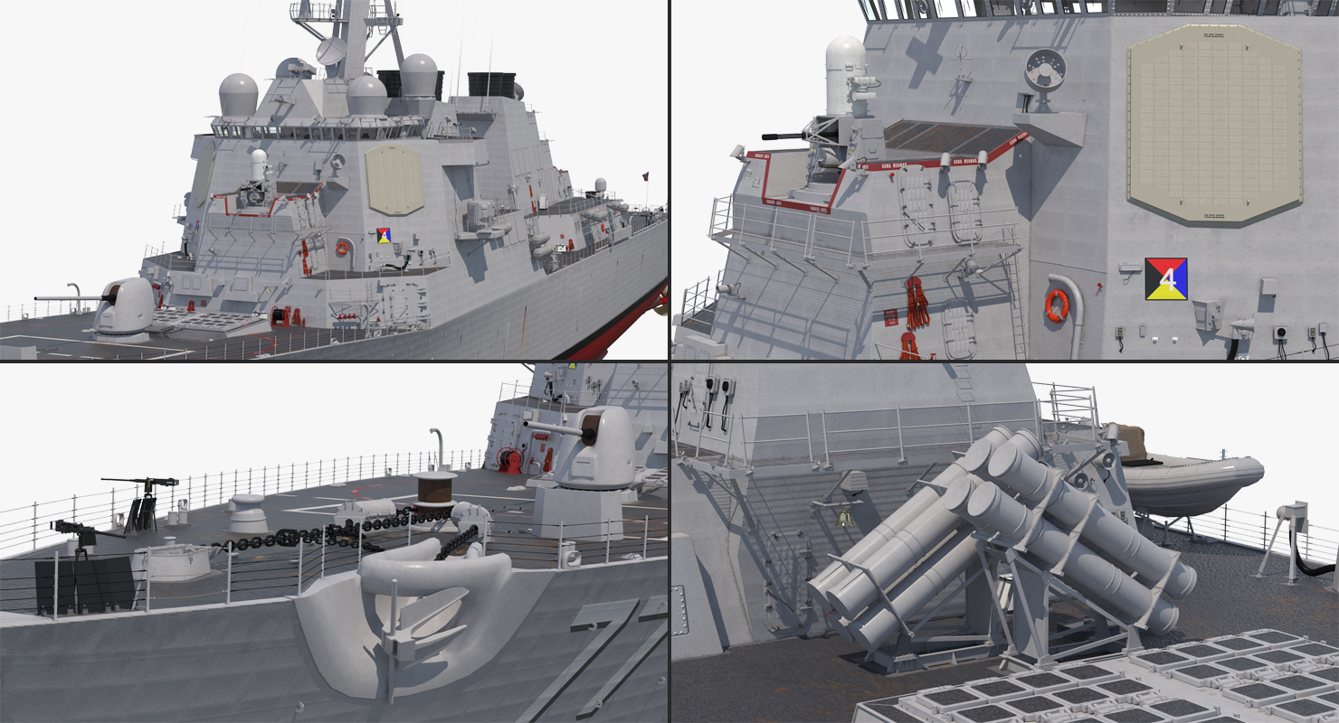 3D Arleigh Burke Destroyer OKane DDG 77 Rigged model