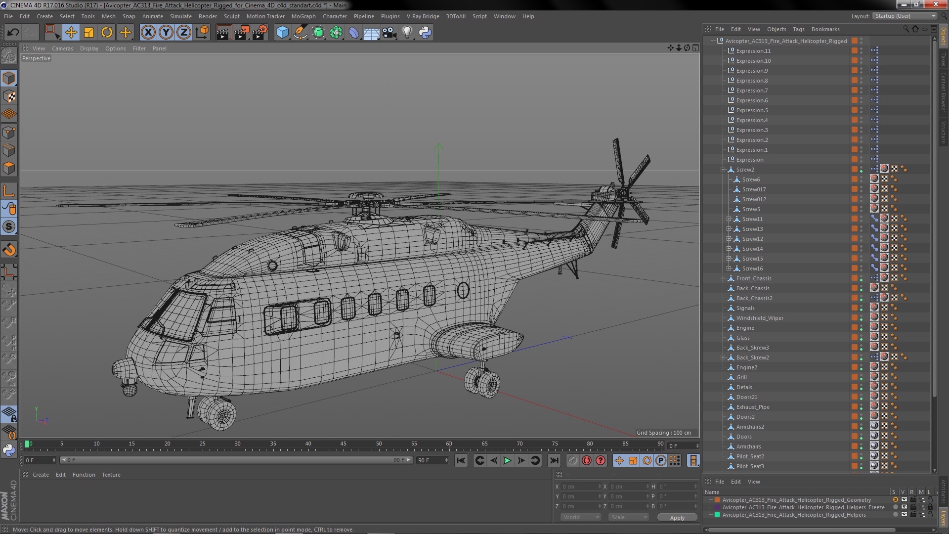 Avicopter AC313 Fire Attack Helicopter Rigged for Cinema 4D 3D model