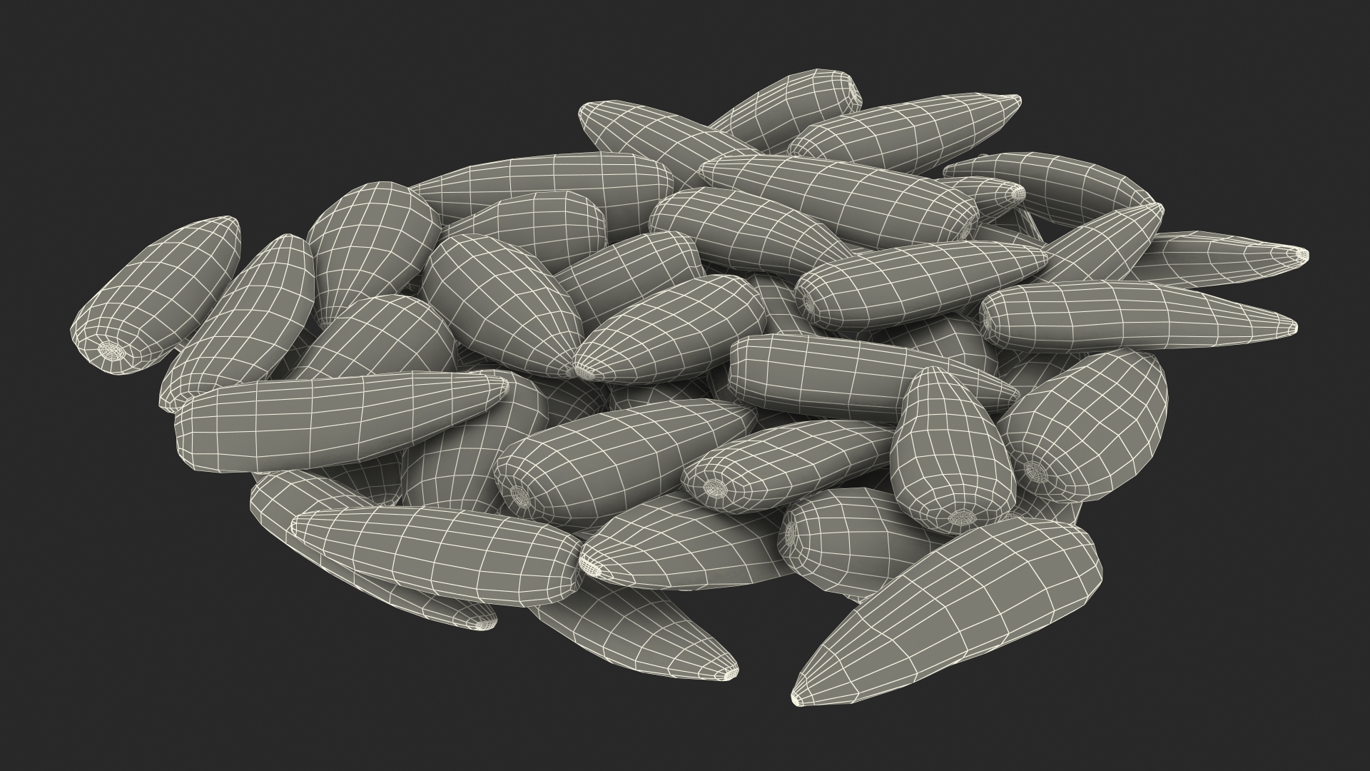 3D Striped Sunflower Seeds Pile model