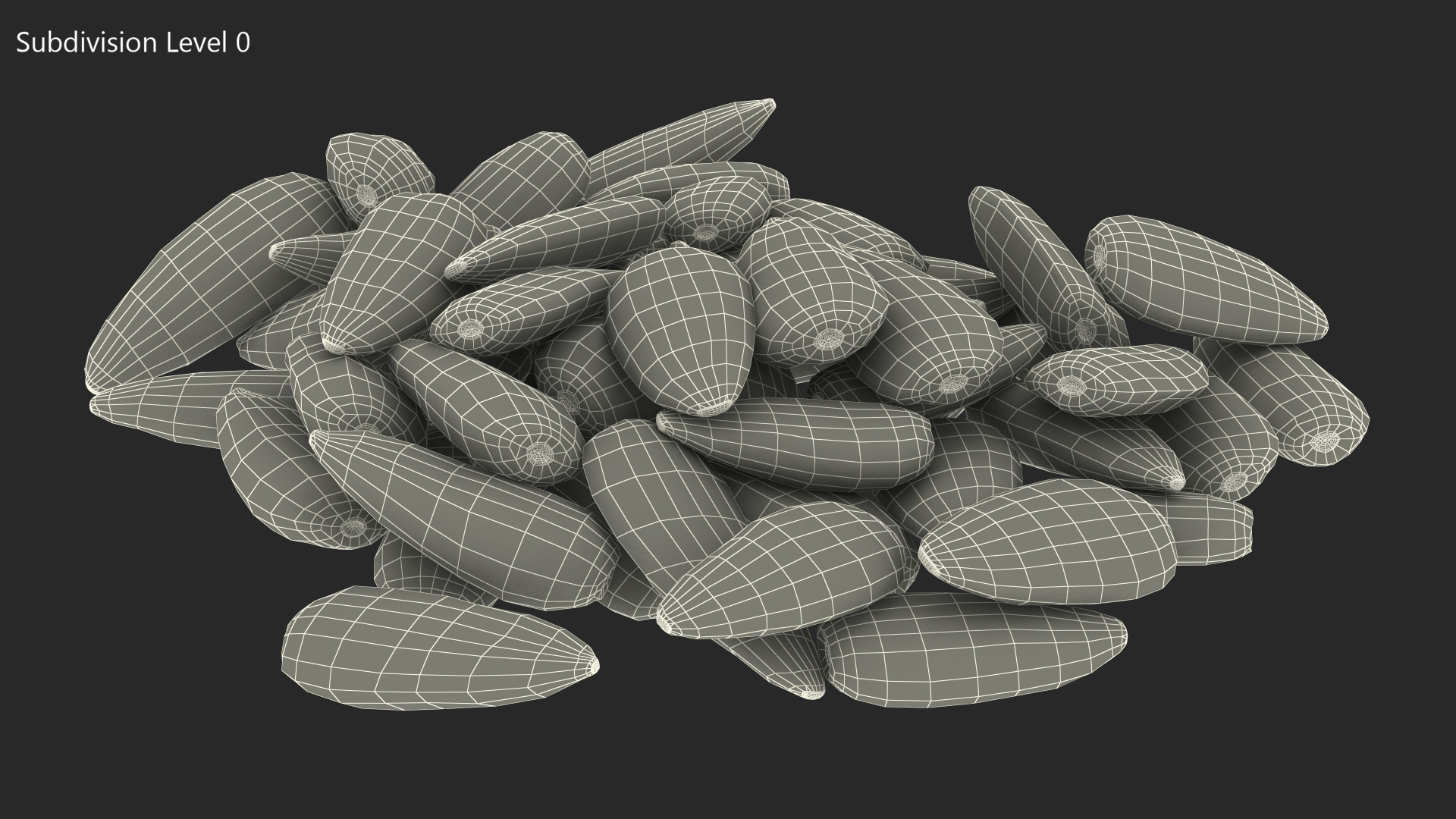 3D Striped Sunflower Seeds Pile model