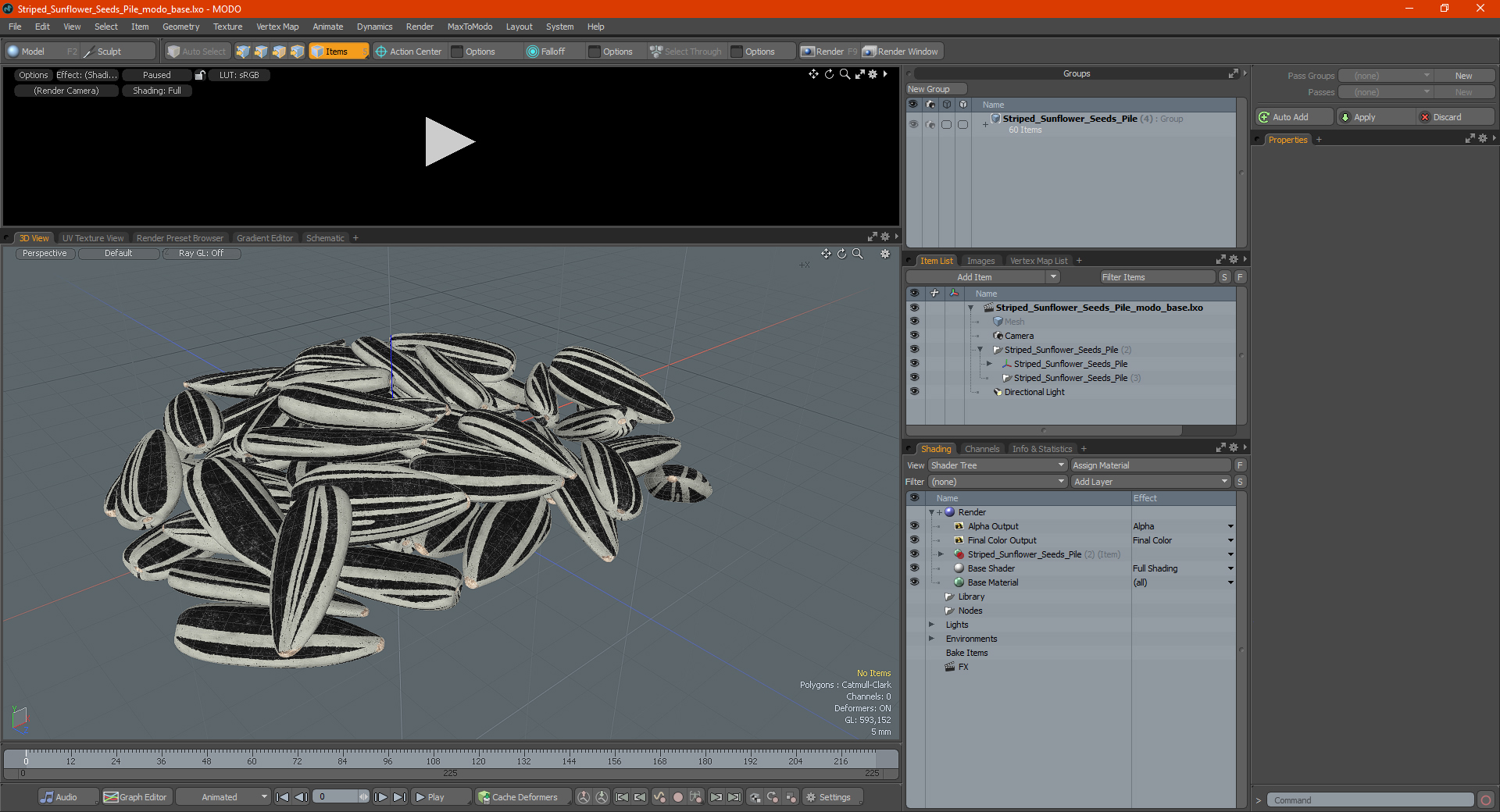 3D Striped Sunflower Seeds Pile model