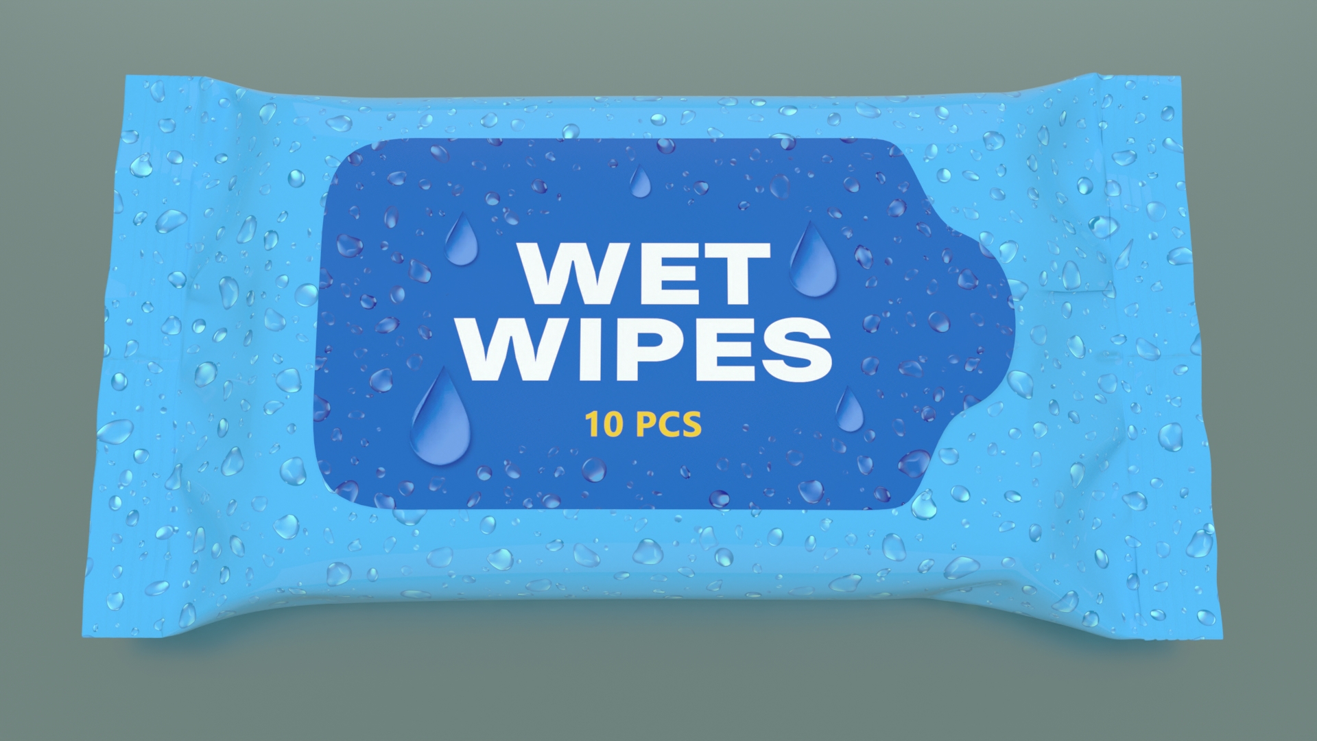 3D Small Wet Wipes Package Blue model