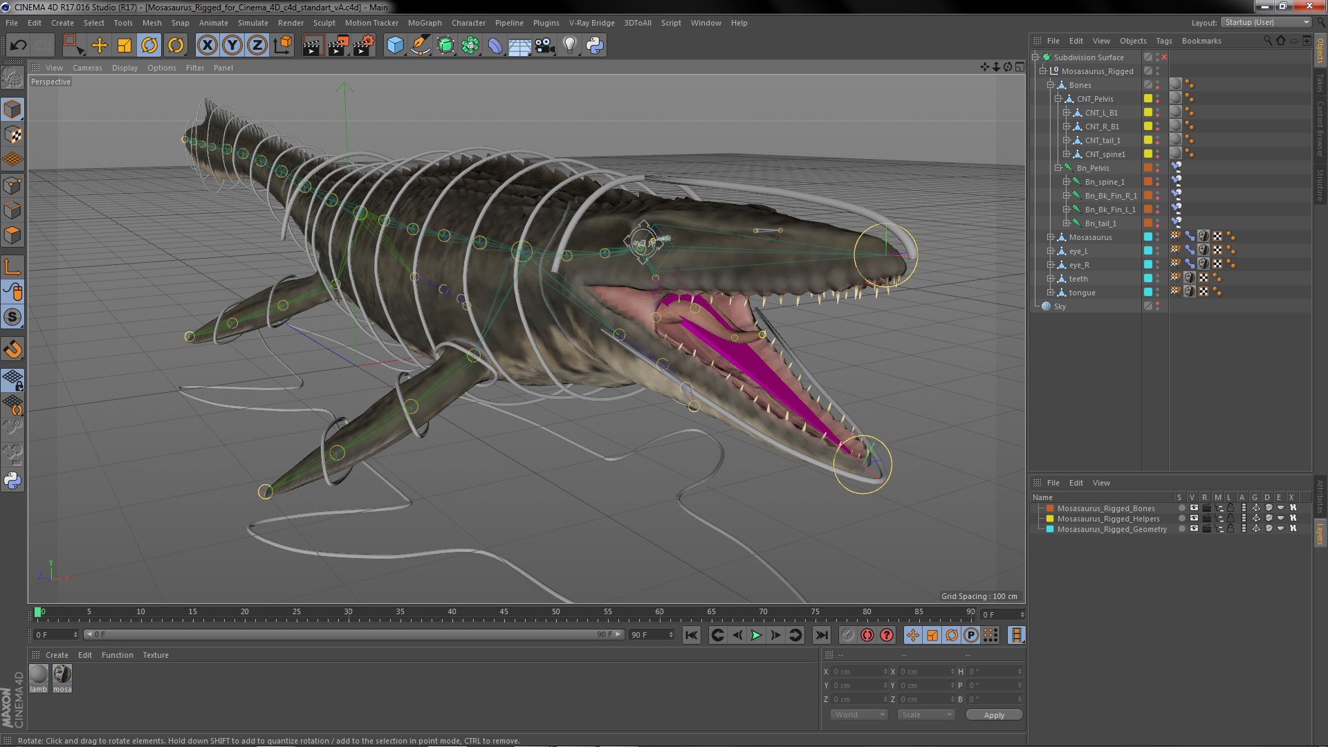 3D Mosasaurus Rigged for Cinema 4D