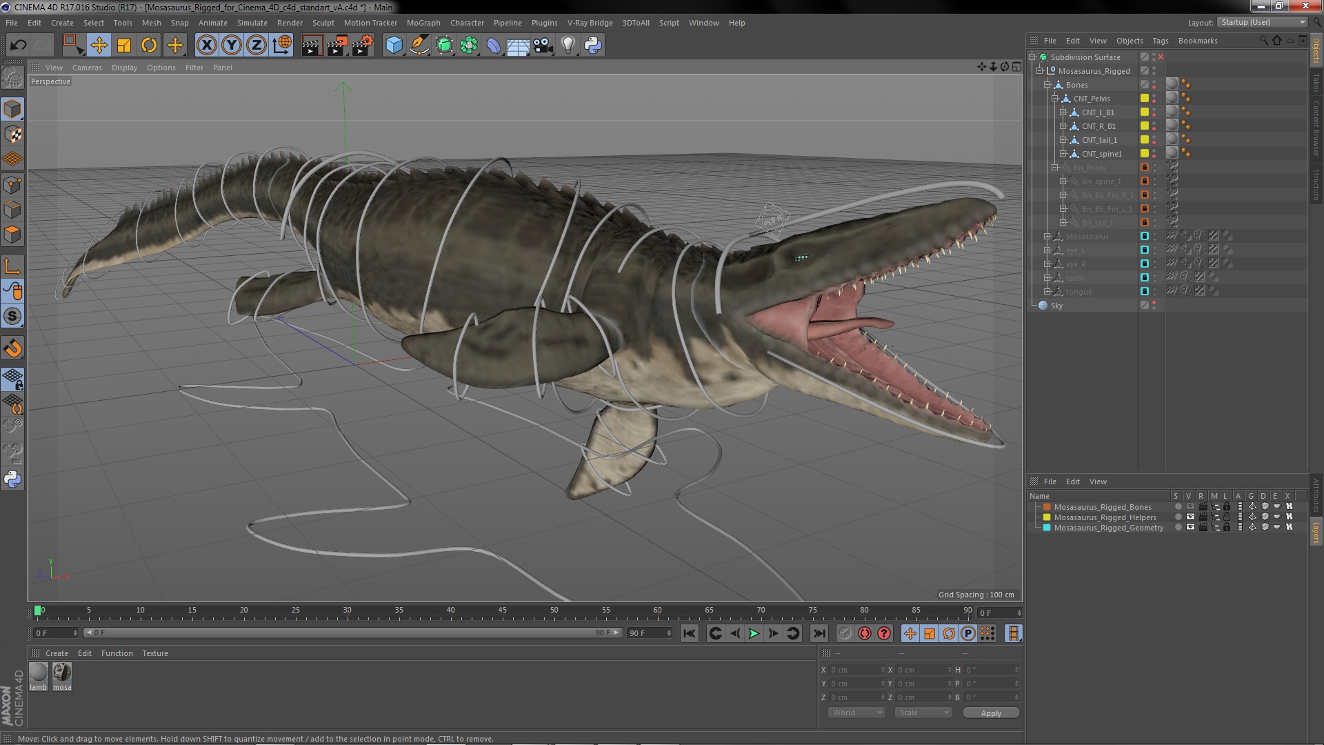 3D Mosasaurus Rigged for Cinema 4D