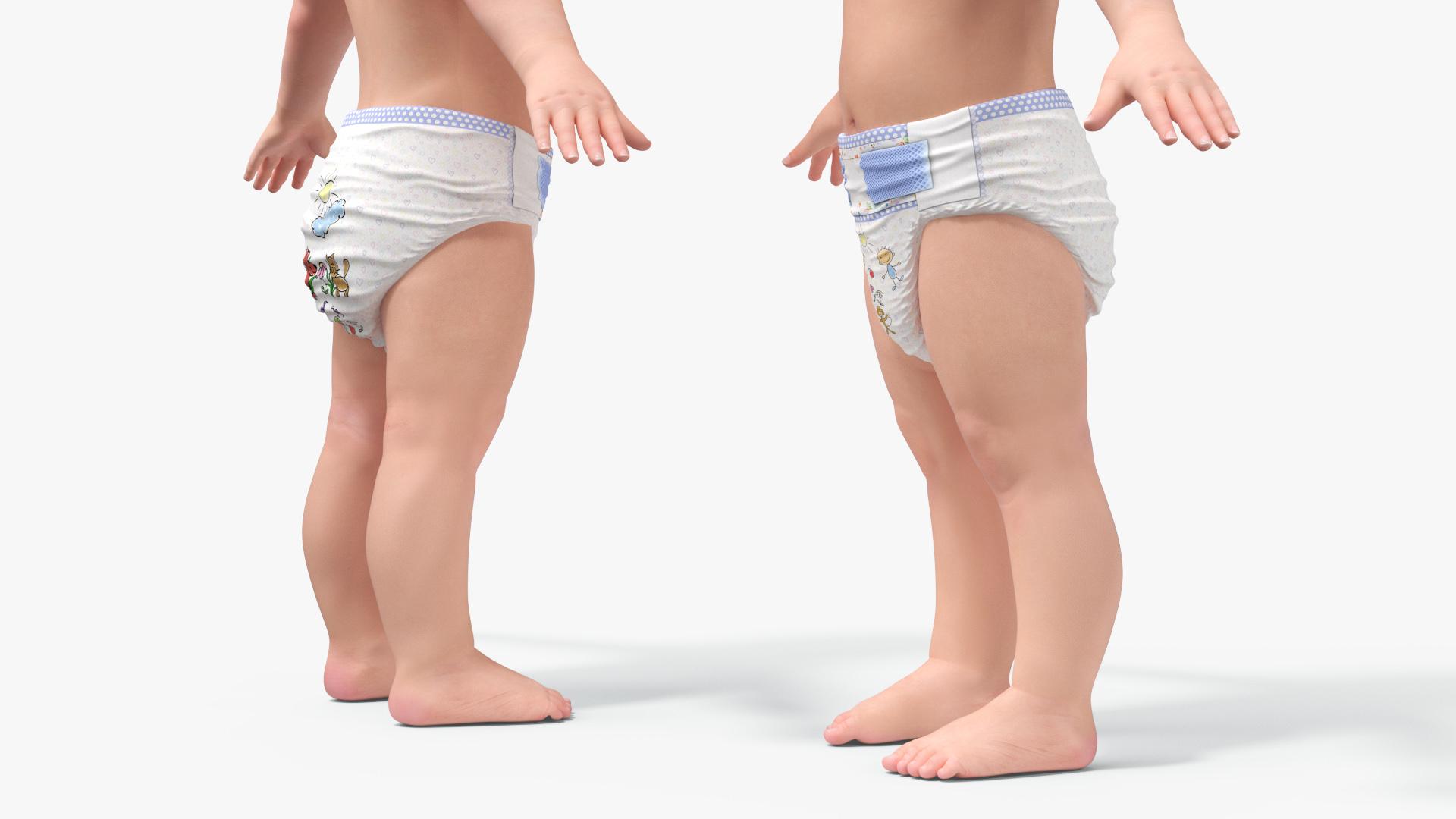 Boy Aged 1 Year in Diaper A-Pose 3D