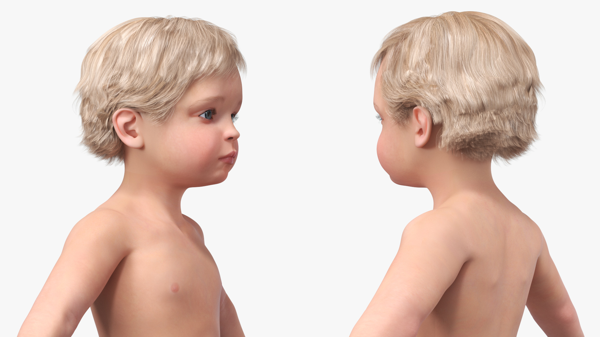 Boy Aged 1 Year in Diaper A-Pose 3D