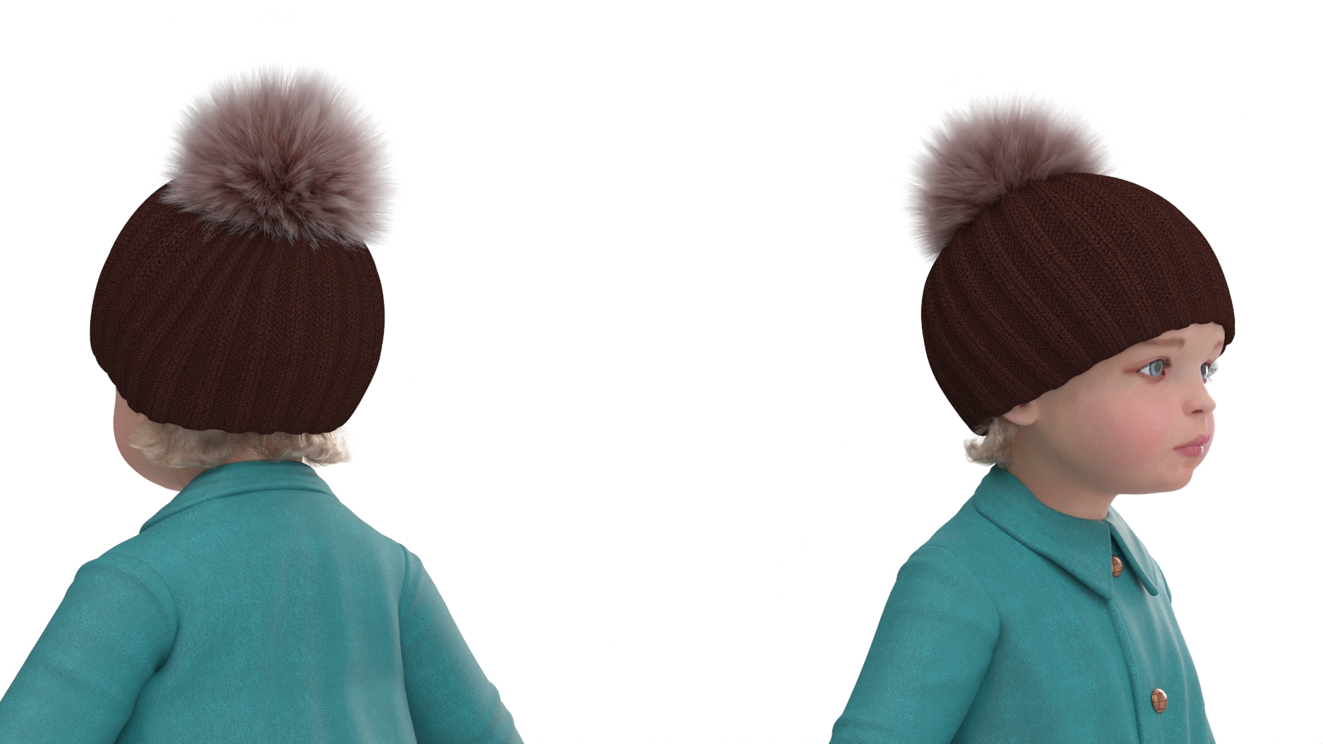 3D model Children in Sandpit Fur Rigged